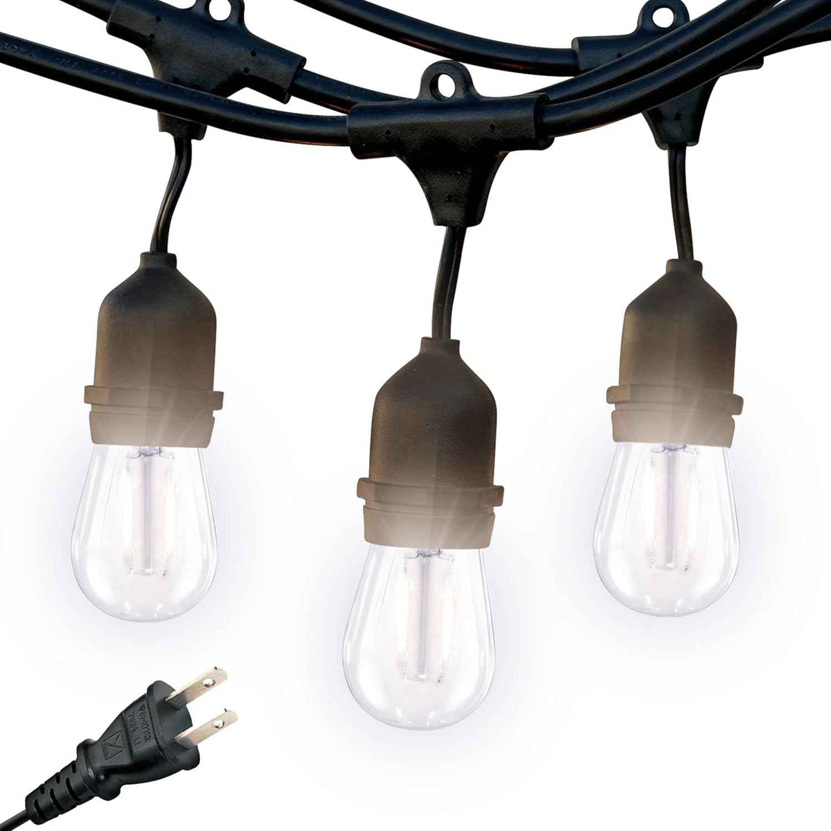 Brightech Ambience Pro - 24 Ft Waterproof LED Outdoor String Lights - Hanging, Dimmable 2W Vintage Edison Bulbs - Commercial Grade Patio Lights Create Cafe Ambience in Your Backyard, 7 Bulbs