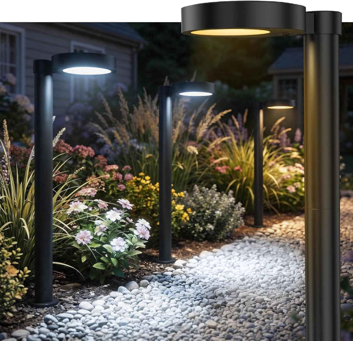 Solar Pathway Lights Outdoor, Solar Walkway Lights with Brightness Adjustable, 2 Color Modes Waterproof Outdoor Solar Light for Garden Yard Driveway Landscape Patio Lawn(4 Pack)