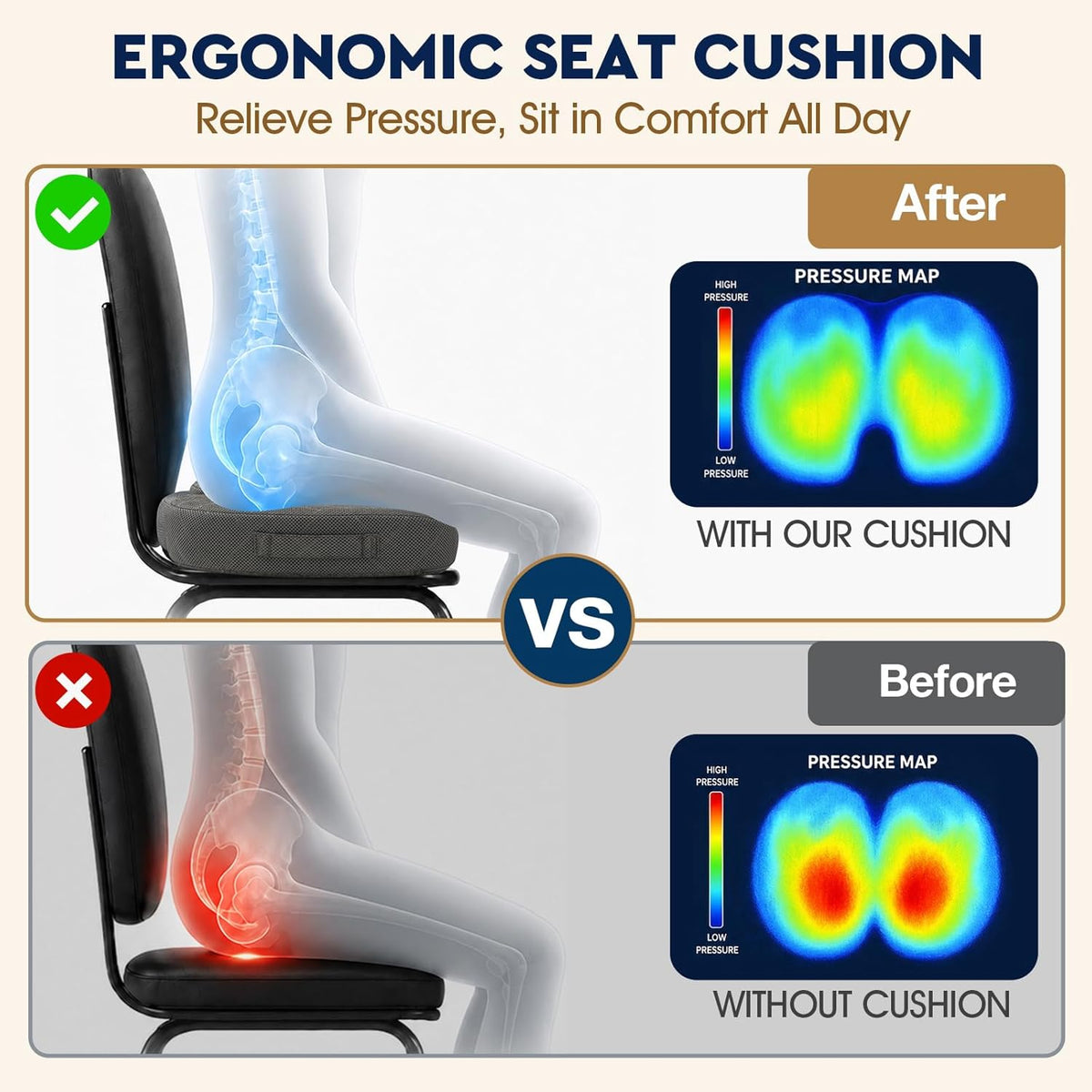 Portable Memory Foam Seat Cushion for Office and Travel - Field & Nook