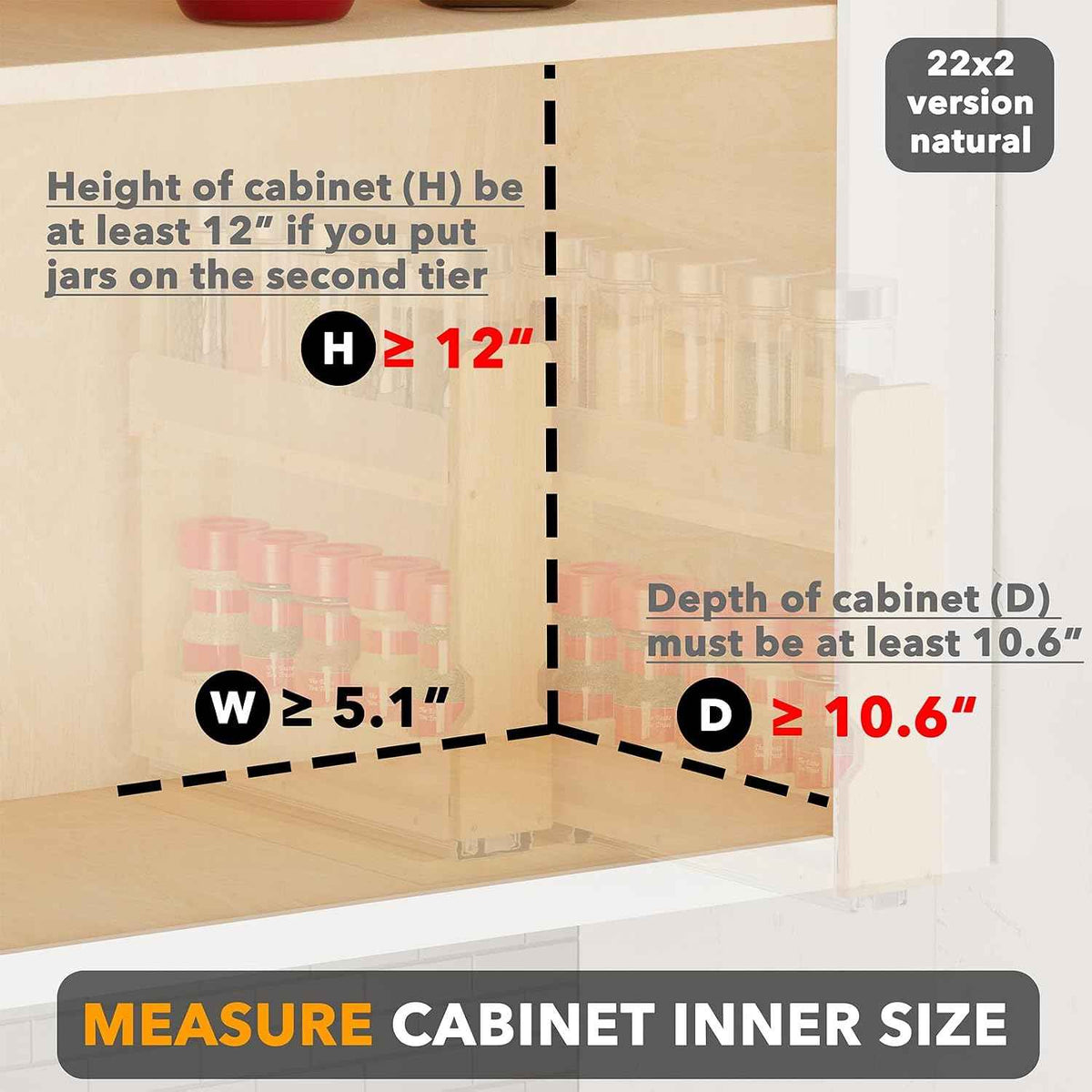 SpaceAid Bamboo Pull Out Spice Rack Organizer, Natural