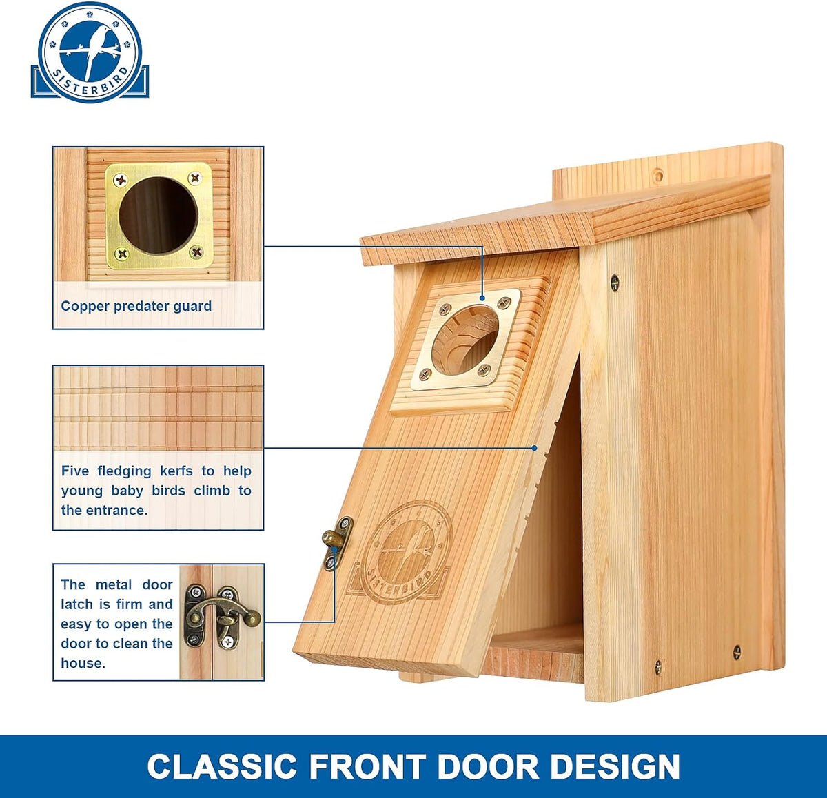 Cedar Bird Houses with Copper Predator Guards – 2 Pack
