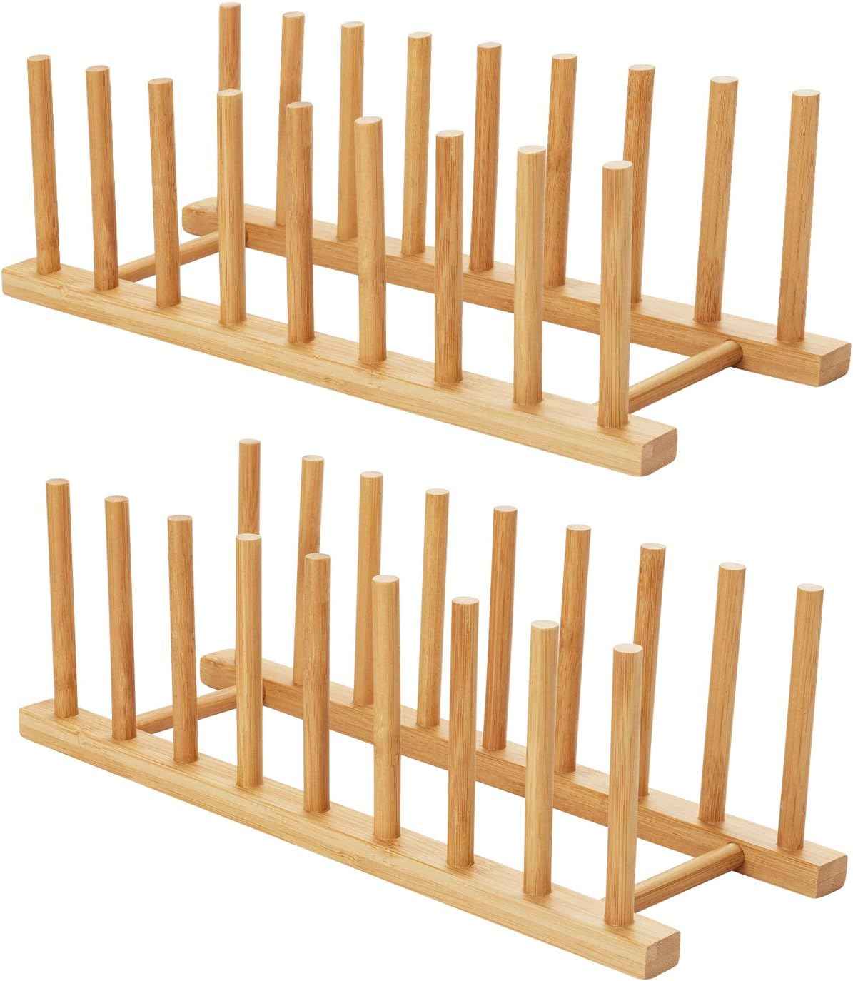 HBlife Bamboo Dish Rack Stand, 2pcs