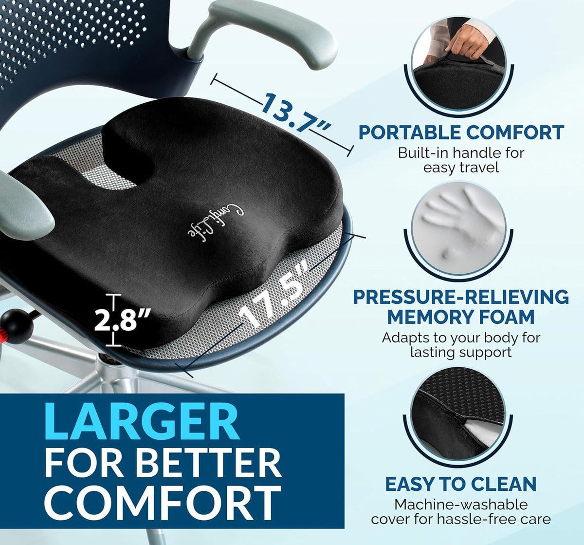 Gel and Memory Foam Ergonomic Seat Cushion - Field & Nook