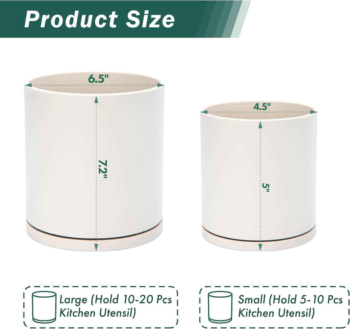 D'vine Dev Rotating Utensil Holder Set, 7.2" + 5"