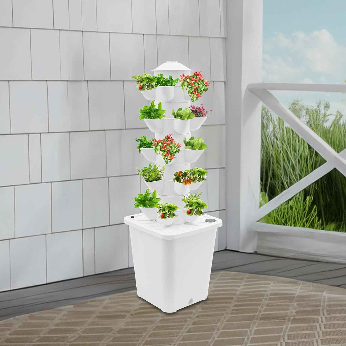 Hydroponics Vertical Growing Kit with Grow Lights 25 Plants Garden Hydroponic Growing System Outdoor Outdoor Indoor Vertical Garden Planter Tower with Automatic Watering for Herbs Fruits Vegetables