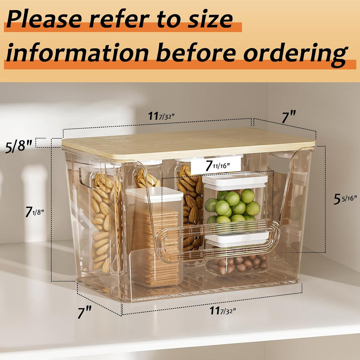 Delamu 4 Pack Pantry Organizers and Storage,Trash Bag Dispenser with Bamboo Top,Stackable Trash Bag Dispenser Under Sink Organizer for 4-30 GalBags,Onion,Potato,Fruits,Clear - Field & Nook