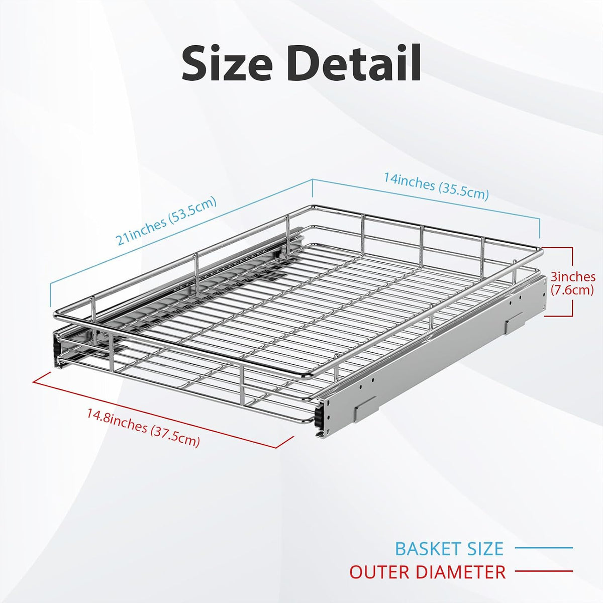 ZOINLIY Pull-Out Cabinet Organizer, Chrome Finish