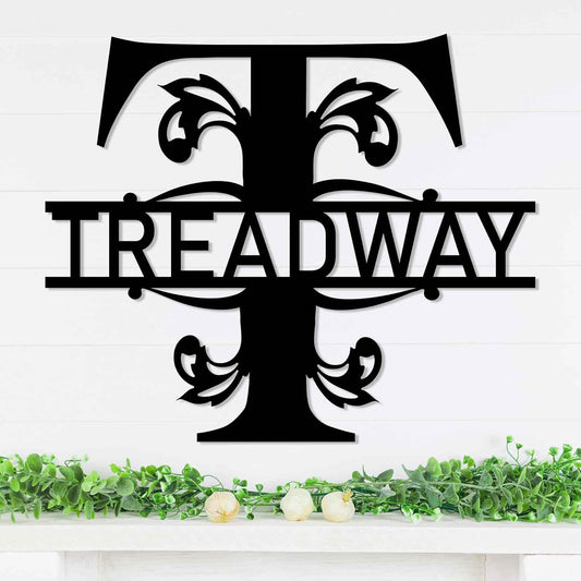 Personalized Metal Name Signs, Split Letter Monogram Wall Decor, Custom Last Name Sign, Family Name Sign for Outdoor, Personalized Wedding Gift, Garden Decor, Metal Wall Art, Housewarming Gift (MonogramDesign_4)
