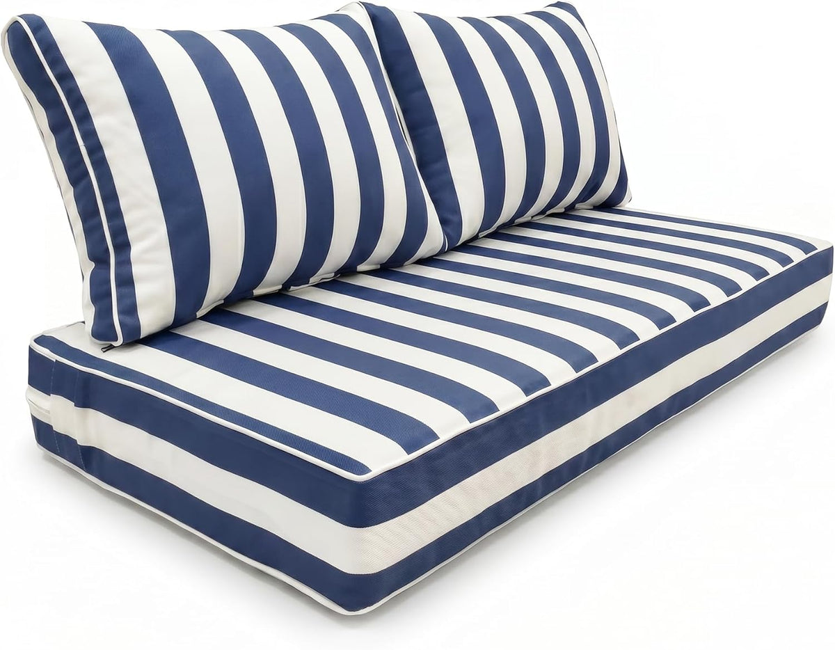 Outdoor Loveseat Cushions, 48 x 24 x 6 Inches Olefin Fabric Waterproof Fade Resistant Cushion Set for Couch,