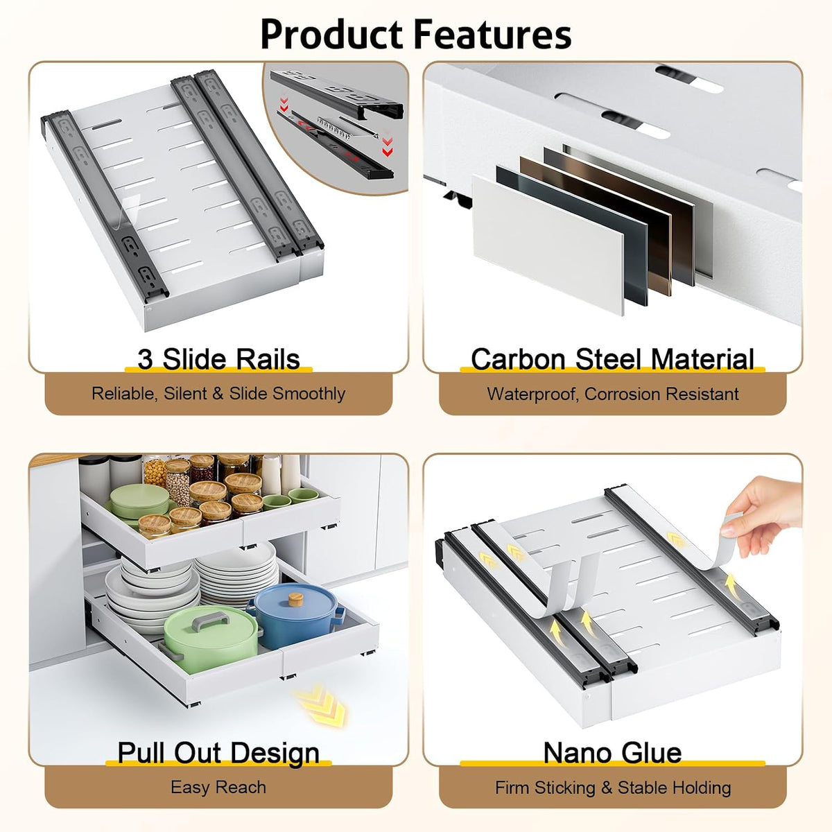 2 Pack Expandable Pull-Out Cabinet Organizer, 11.4"-18.9" W