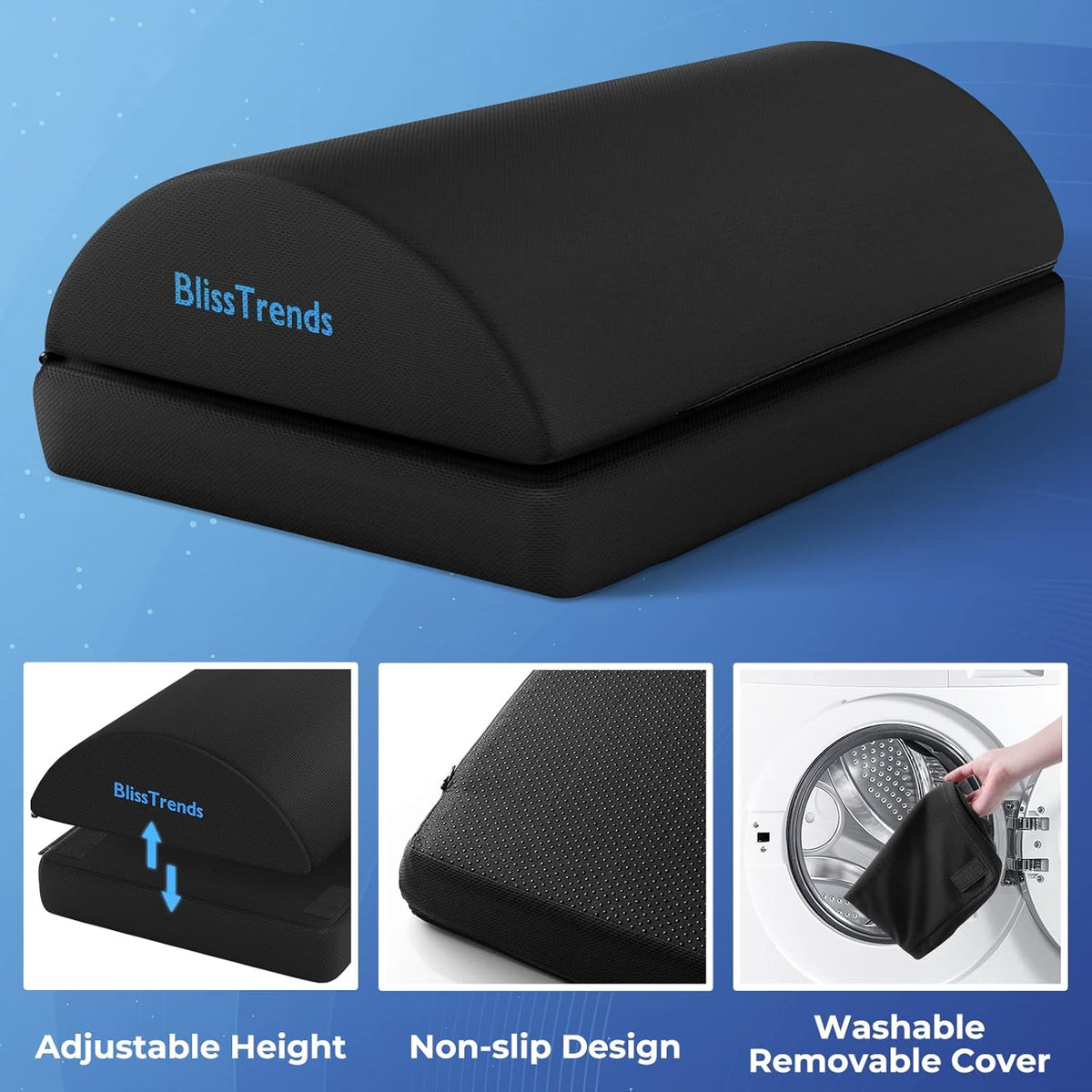 Large 2-Level Memory Foam Footrest with Washable Cover - Field & Nook