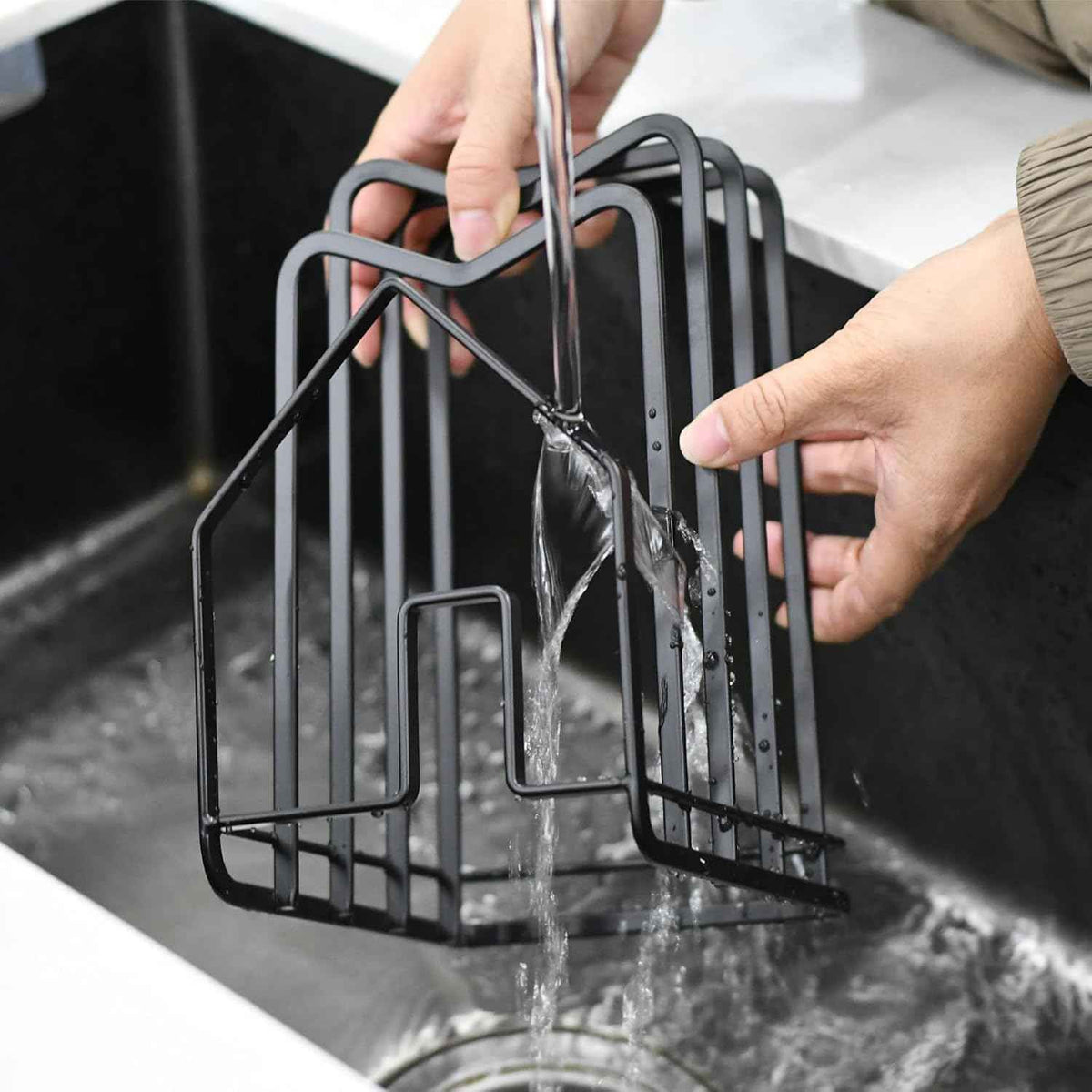 Stainless Steel Cutting Board Rack, Black