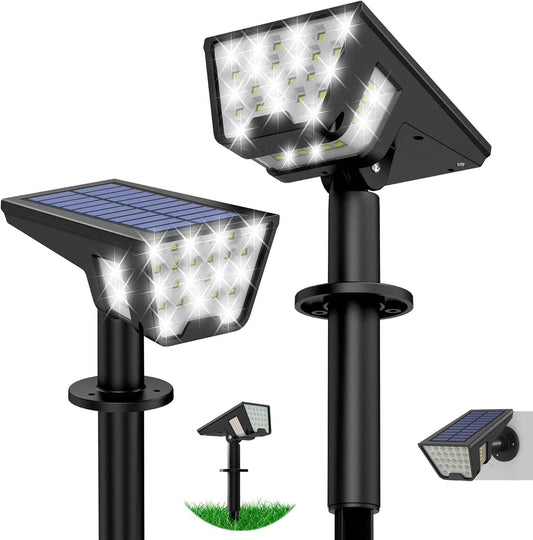 Latband Solar Spot Lights Outdoor IP65 Waterproof, 53 LEDs Solar Powered Garden Yard Lights Outdoor 3 Modes Landscape Spotlight Wall Light with Auto On/Off for Driveway Porch 2 Pack (Cool White)