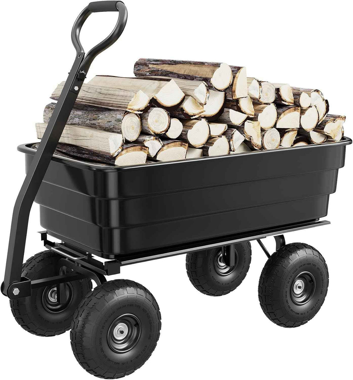 Poly Dump Cart - Heavy Duty 1200lbs Capacity Garden Utility Wagon with Quick Release Dumping & 13" No Flat Tires for Yard Work, Landscaping, Gardening