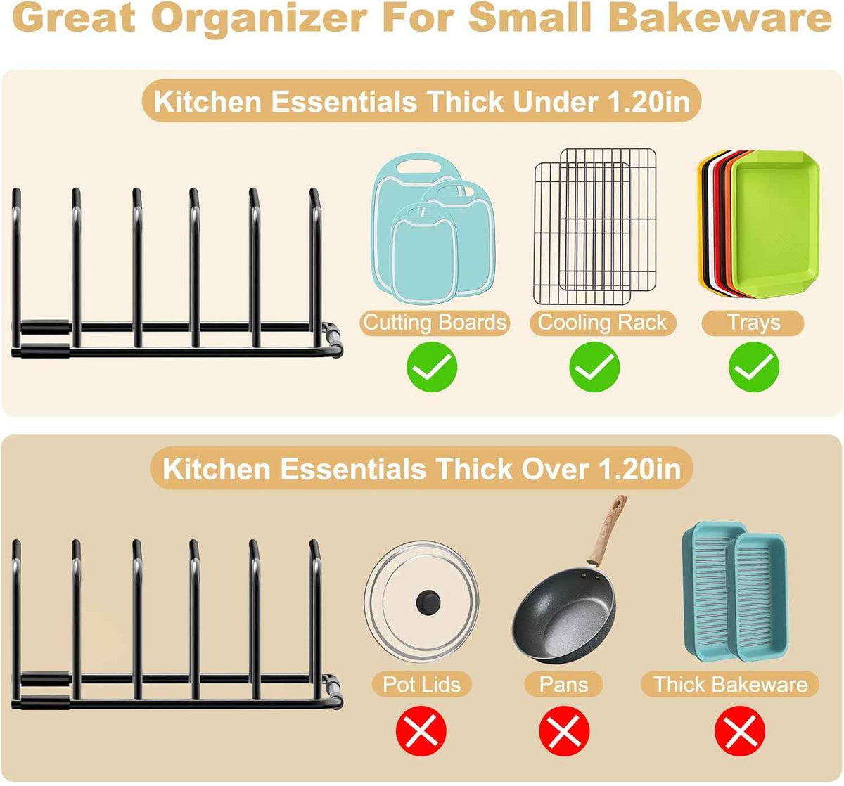 Fikoksol Metal Cutting Board Organizer, Under Cabinet