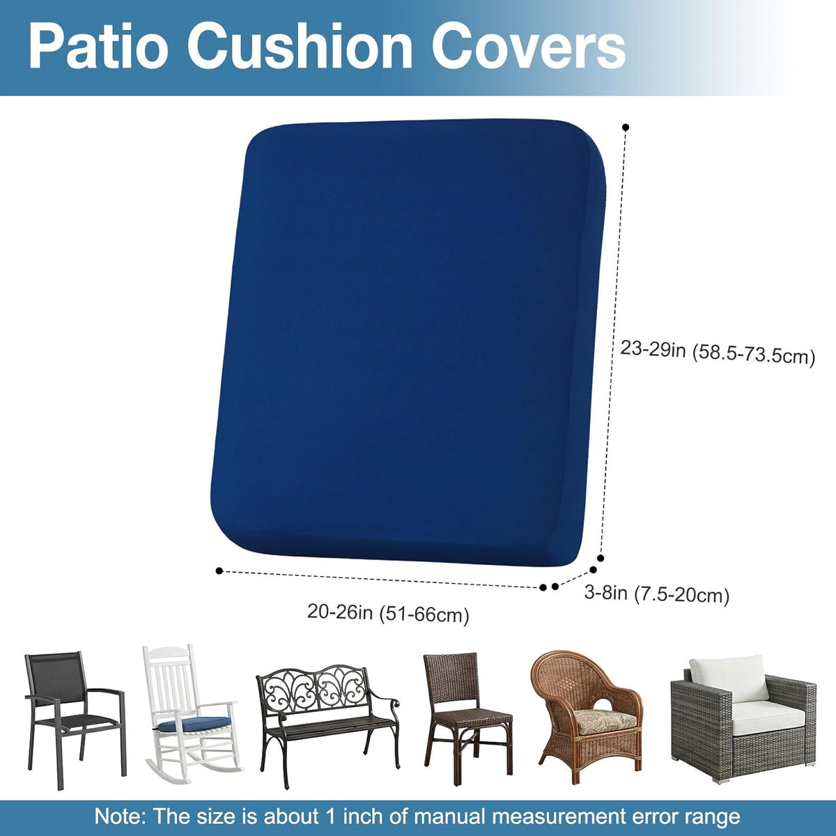 Waterproof Outdoor Cushion Covers, Stretch Patio Slipcovers | UV Resistant Coating, Stretch Fabric, Waterproof Protection, Replacement Covers, Fits Patio Furniture Cushions (12 Pieces)