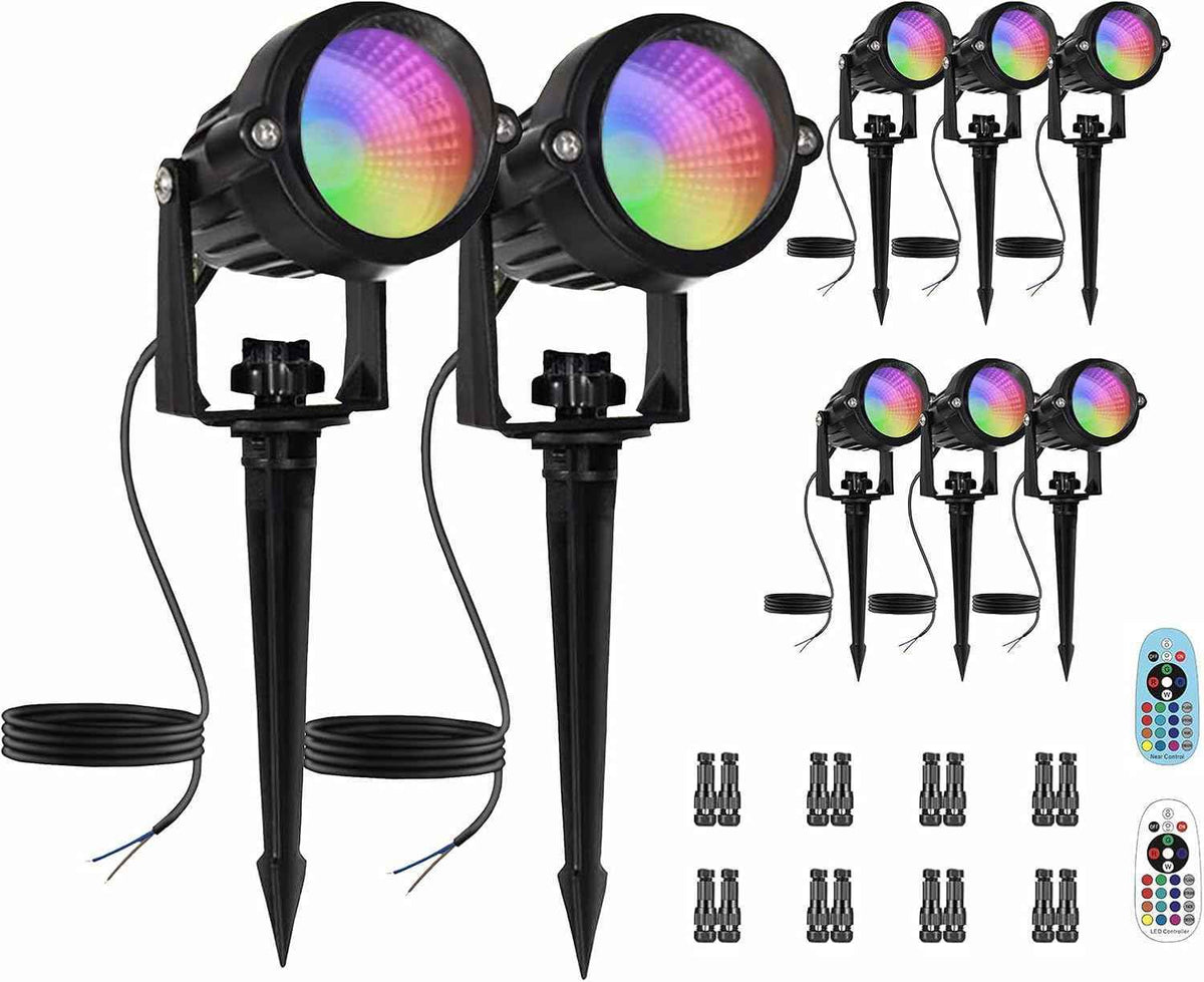 Low Voltage RGBW LED Landscape Lights Spot Lights Outdoor for Yard Garden Decor Spotlight, 12V-24V Low Voltage Landscape Lighting with 16 Color Changing and Remote IP68 Waterproof (8)