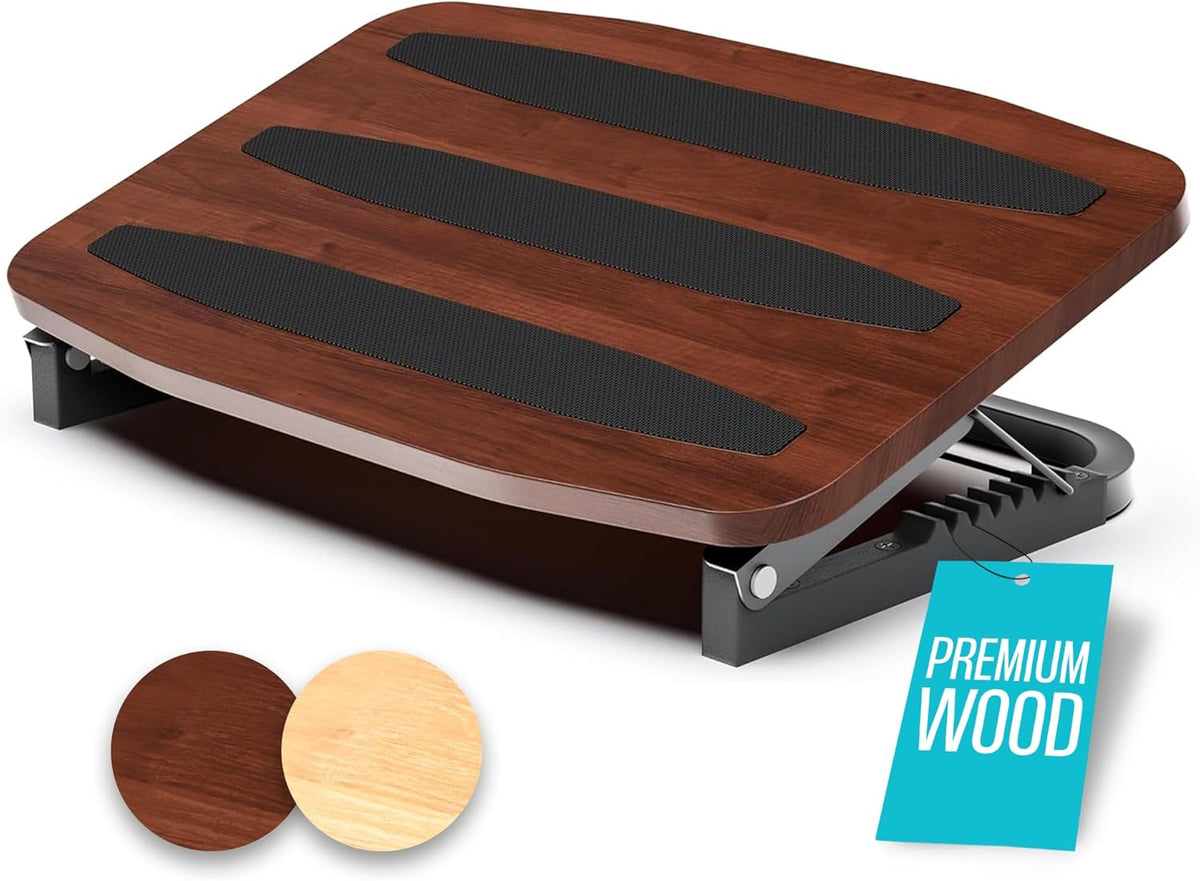 7-Angle Walnut Under-Desk Foot Stool - Field & Nook