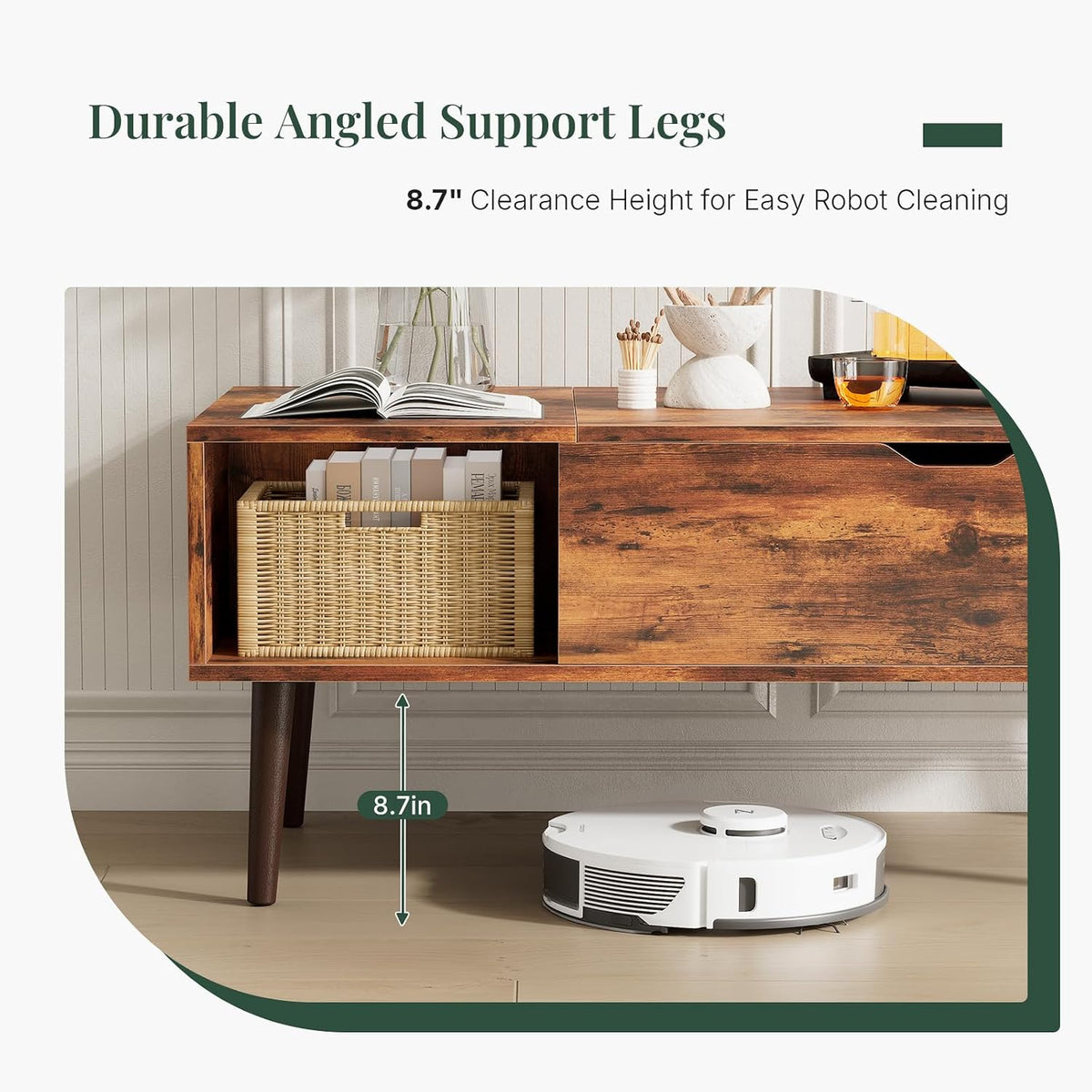Coffee Table with Hidden Storage, Rustic Brown