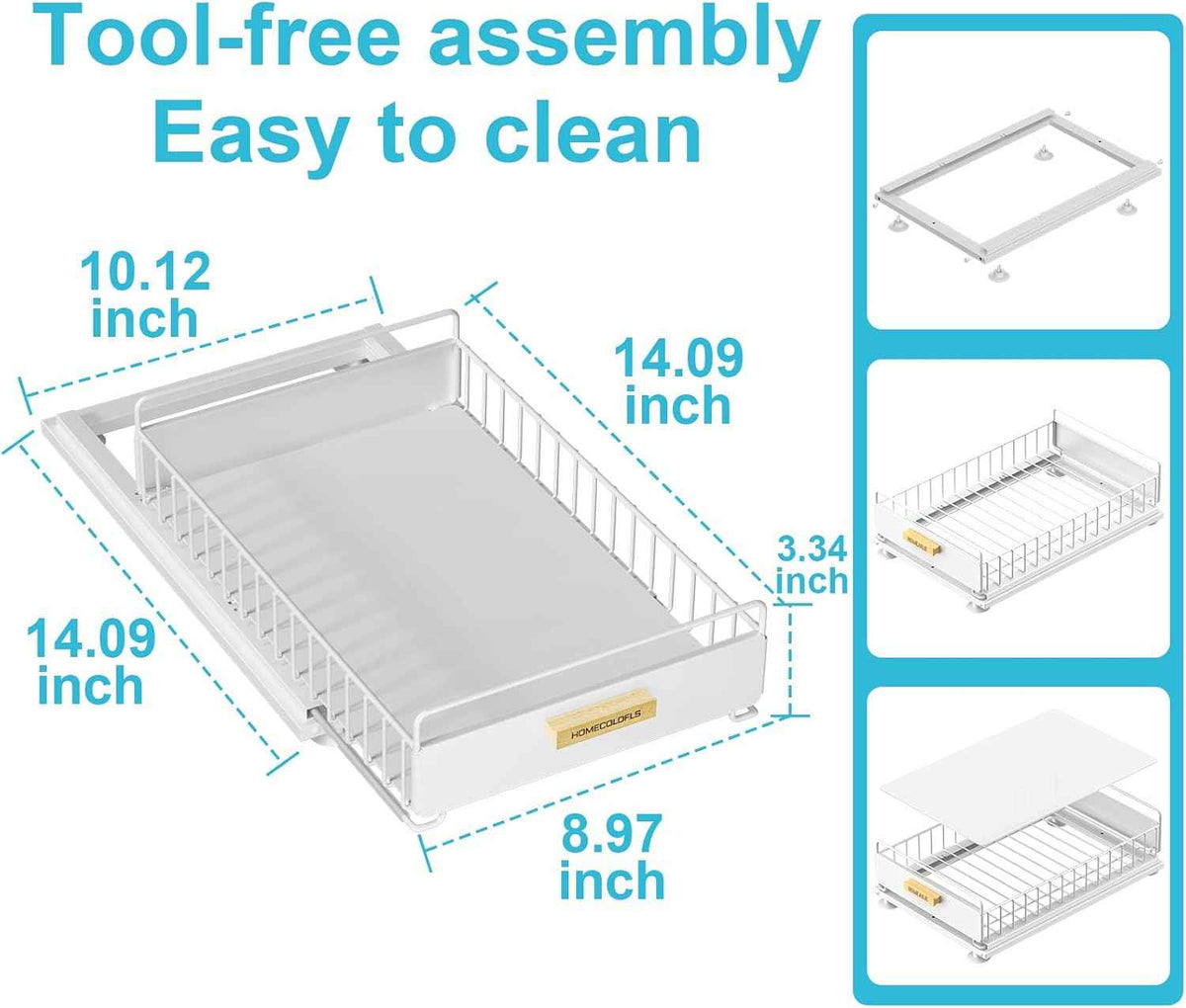 Pull Out Cabinet Organizer, 2 Pack, White