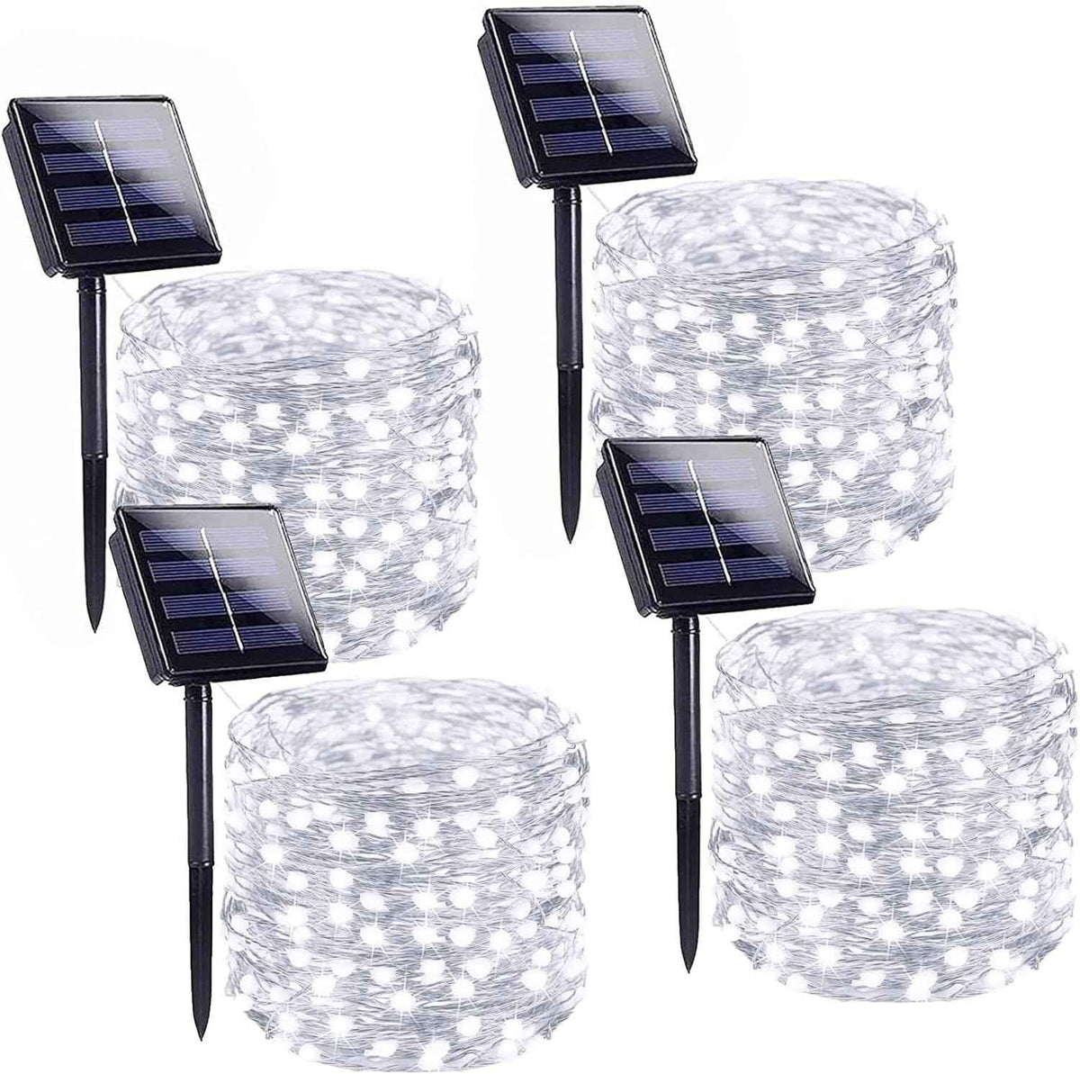 Solar String Lights Outdoor, 4 Pack Each 100 LED Solar Christmas Twinkle Lights Outside, Waterproof Copper Wire with 8 Modes Solar Fairy Lights for Garden Yard Tree Wedding Christmas Decor(Cool White)
