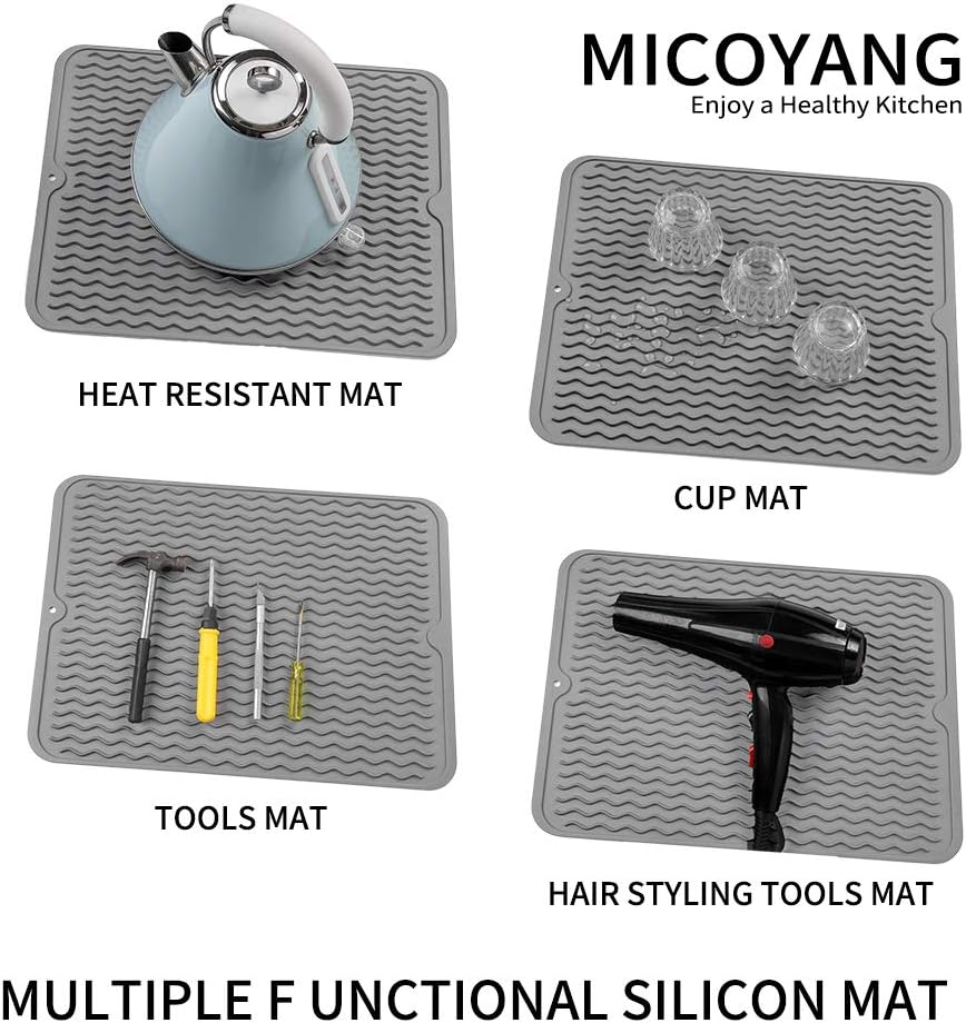 Quick-Dry Silicone Dish Mat & Trivet – 16 × 12 in