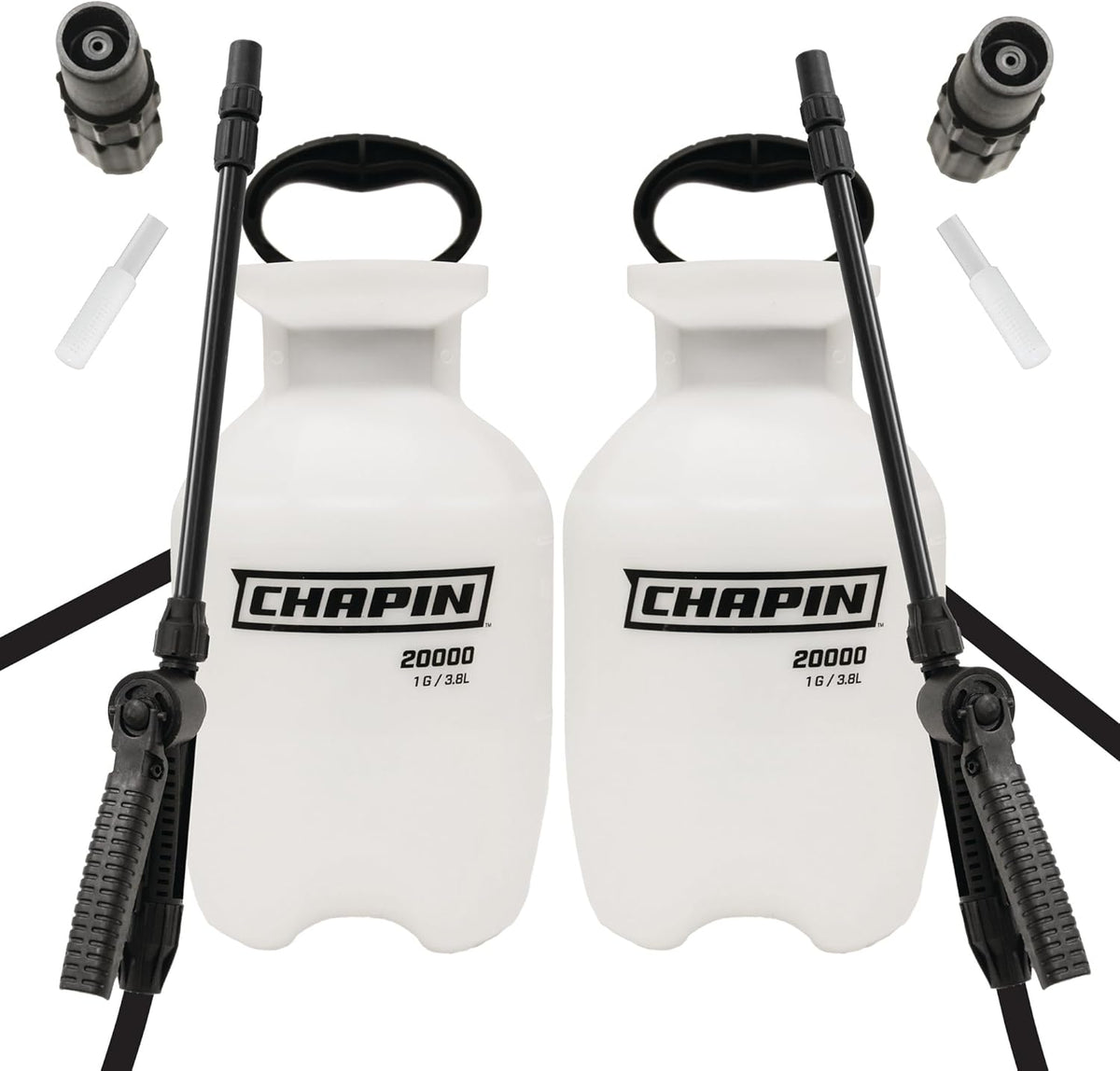 Chapin 22000 Made in USA Value Pack of 2 Units, 1 Gallon Lawn and Garden Pump Pressured Sprayer, for Spraying Plants, Garden Watering, Lawns, Weeds and Pests, Translucent White