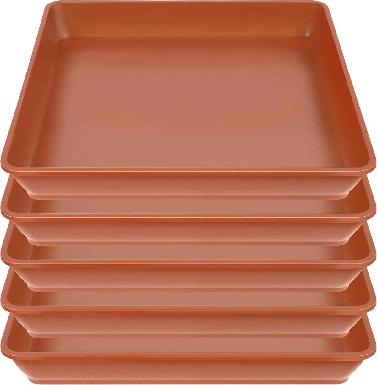5 Pack Square Plant Saucer, Plastic Plant Water Dray Tray 6 Inch, Heavy Plant Trays for Pots, Planters for for Pots Base Indoors and Outdoors Plants.(6 inch, Terracotta