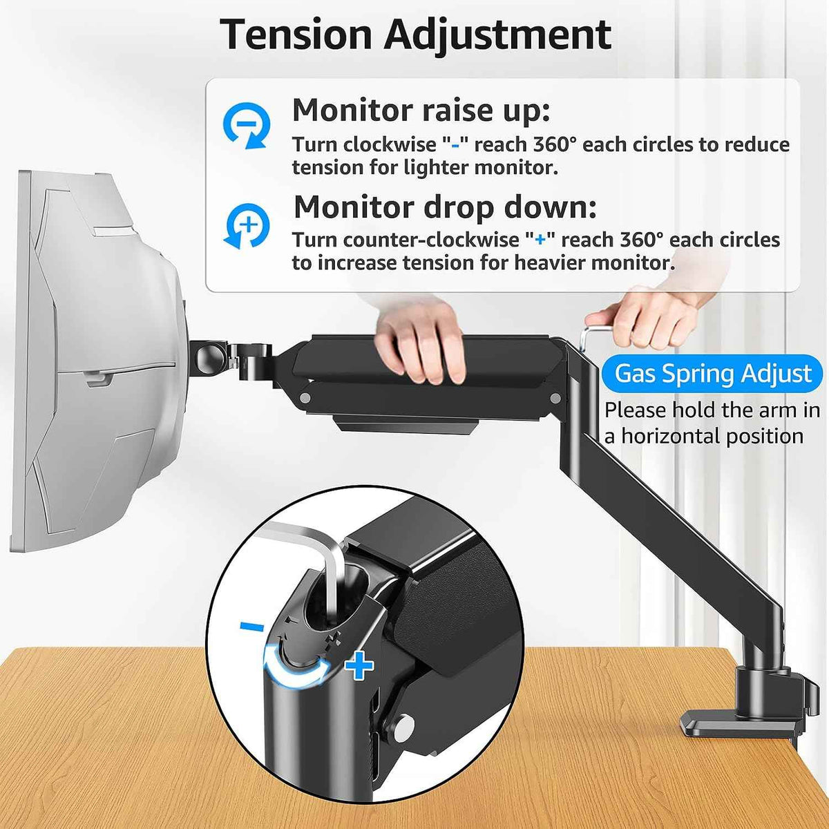 MOUNTUP Heavy Duty Monitor Arm for 49 inches, 44 lbs Curved Screens, Ultrawide Single Monitor Desk Mount, Monitors Stand for Samsung Odyssey G9 and More, VESA Mount with Clamp & Grommet Base