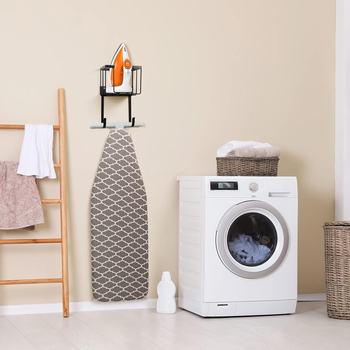 Black Over-Door Iron and Ironing Board Storage Caddy - Field & Nook