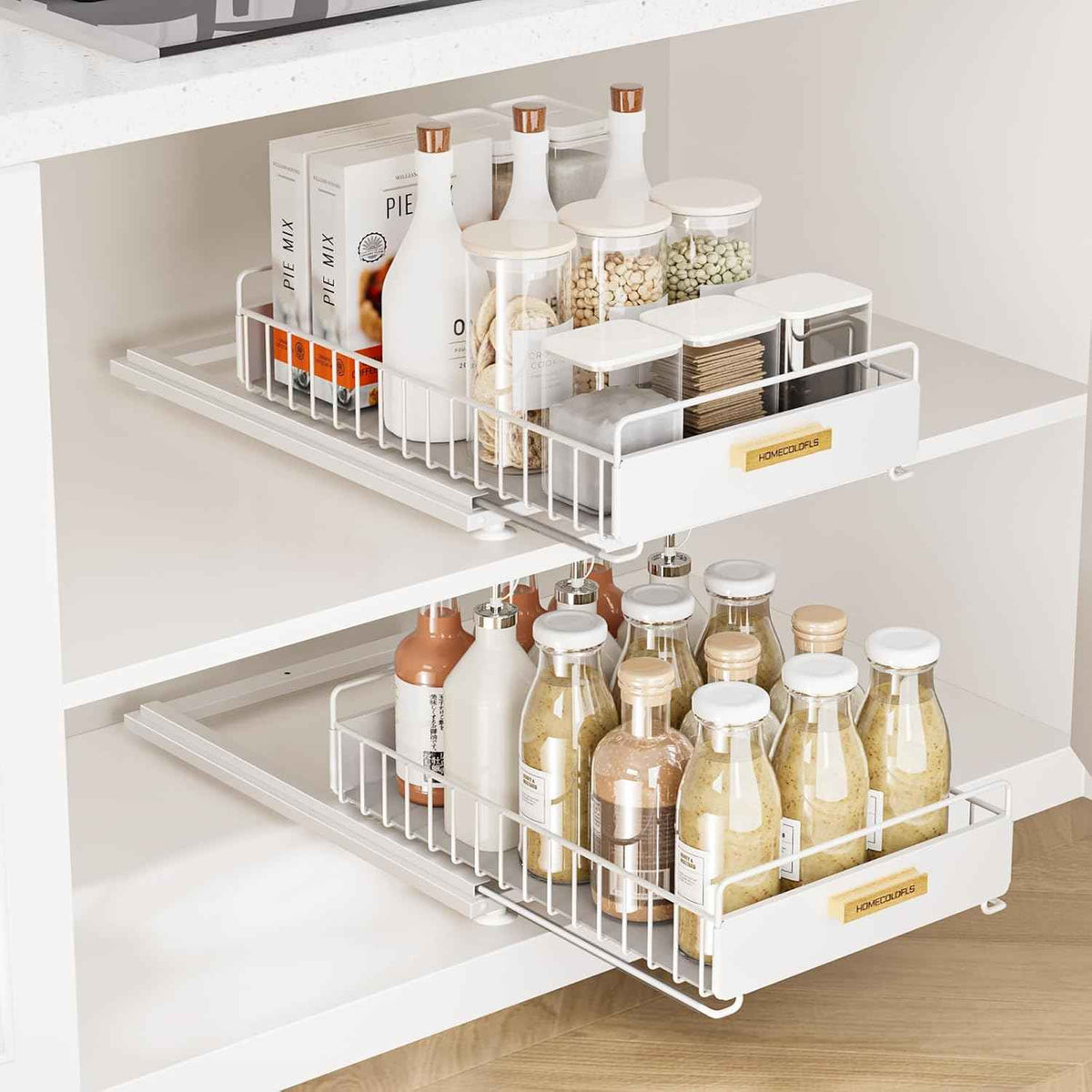 Pull Out Cabinet Organizer, 2 Pack, White