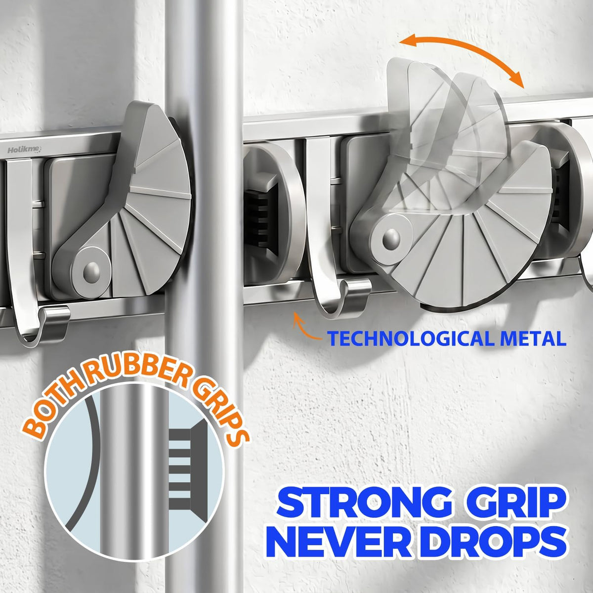 Mop Broom Holder Wall Mount Metal Pantry Organization and Storage Garden Kitchen - Field & Nook
