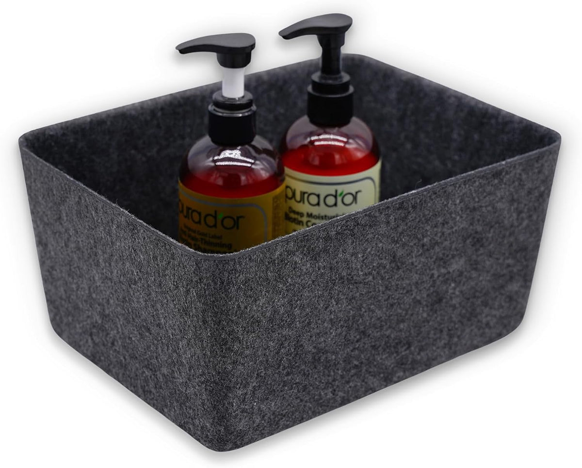 Minimalist Felt Desk Drawer Organizer Charcoal Deep Wider Storage Bin - Field & Nook