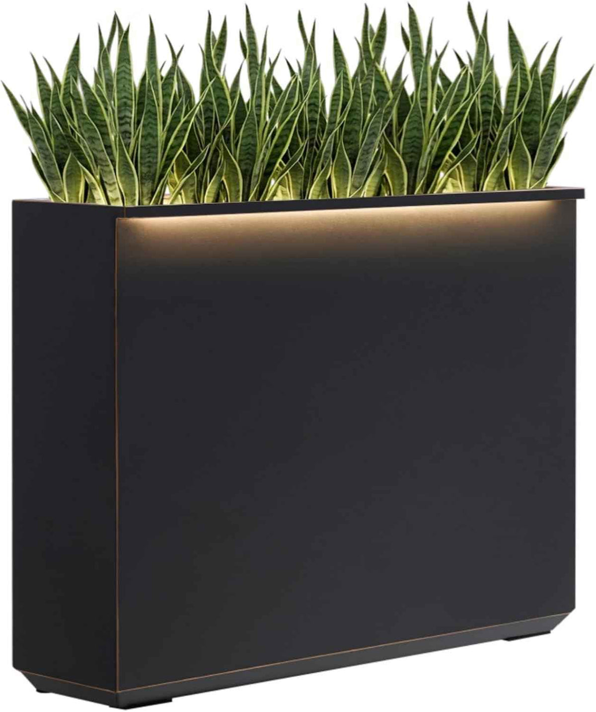 Metallic Heavy Planter with Two LED Light Strips, 38"L x 10"W x 30"H – Black