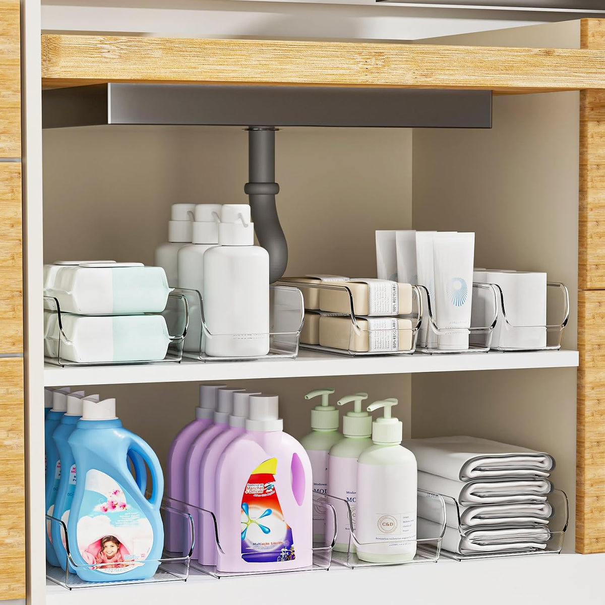 Set of 6 Clear Plastic Storage Bins - The Ultimate Pantry Organizers and Storage Solution for Kitchen, Cabinet, and Refrigerator Organization - Field & Nook