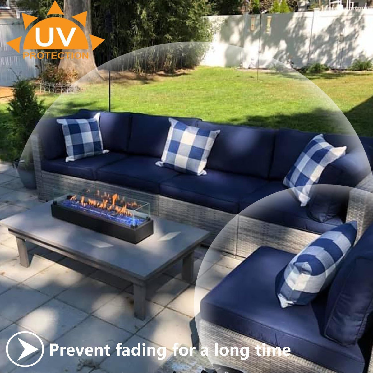 Outdoor Cushion Covers Replacement 14 Pcs, Blue | Patio Cushion Covers fit for 7Pieces 6-Seater Wicker Rattan Sectional Couch Sofa Outdoor Cushion Slipcovers Set