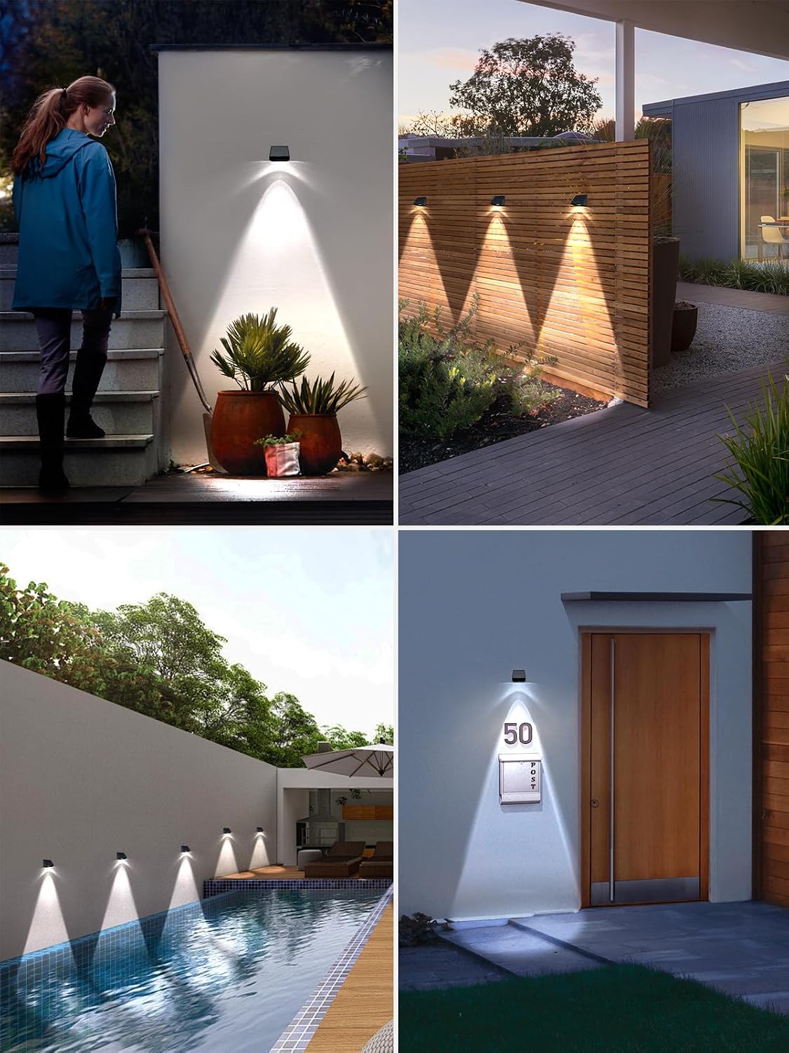 Mrzxy Solar Address Light for Mailbox, House Number, Deck, Sign, Wall | Solar Powered LED Dusk to Dawn Small Downlight Outdoor Wateproof Non-drill 6 Pack Convex Lens