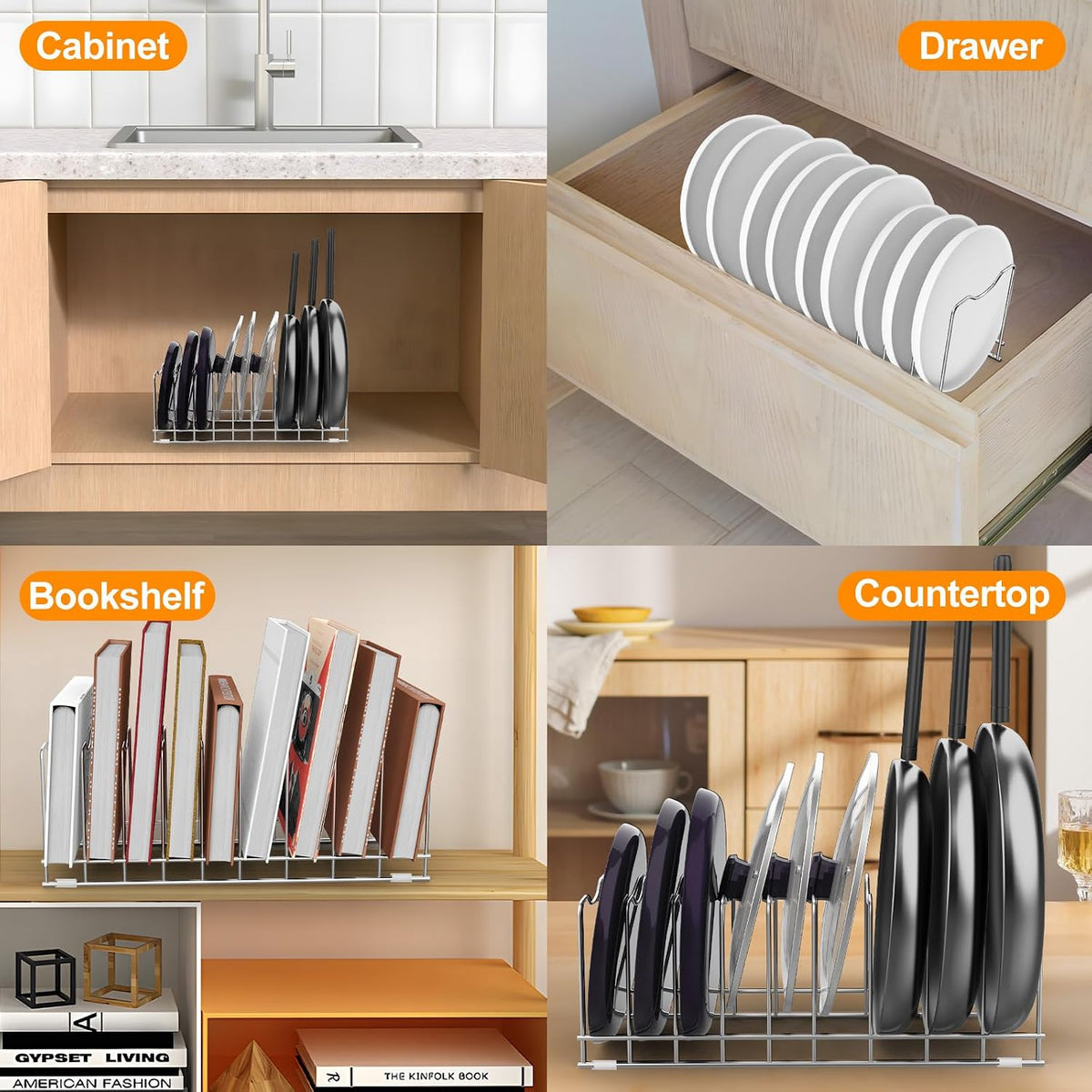 FLSEPAMB 10-Tier Lid Organizer, 1 Pack