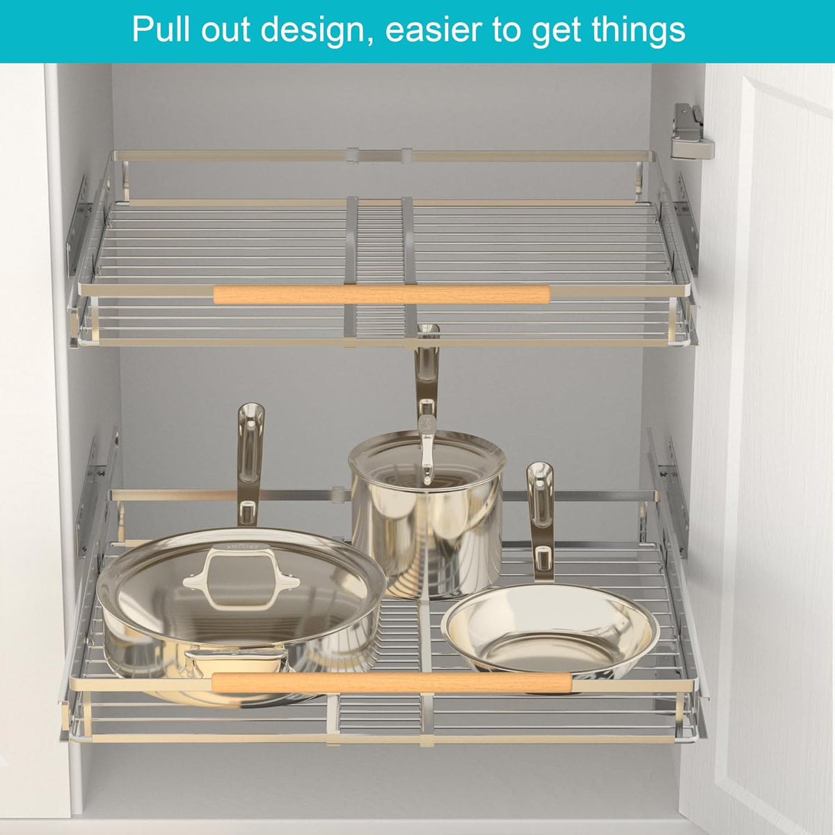 Pull Out Cabinet Drawer Shelf Organizer, 23.1~39.9" W x 22.5" D