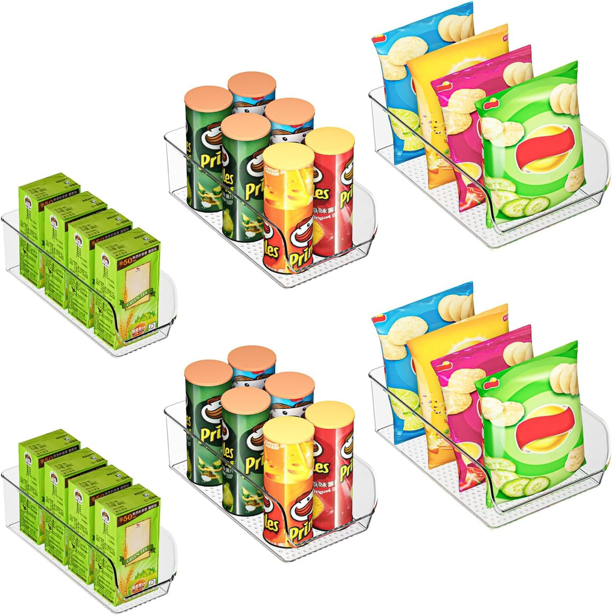 Set of 6 Clear Plastic Storage Bins - The Ultimate Pantry Organizers and Storage Solution for Kitchen, Cabinet, and Refrigerator Organization - Field & Nook