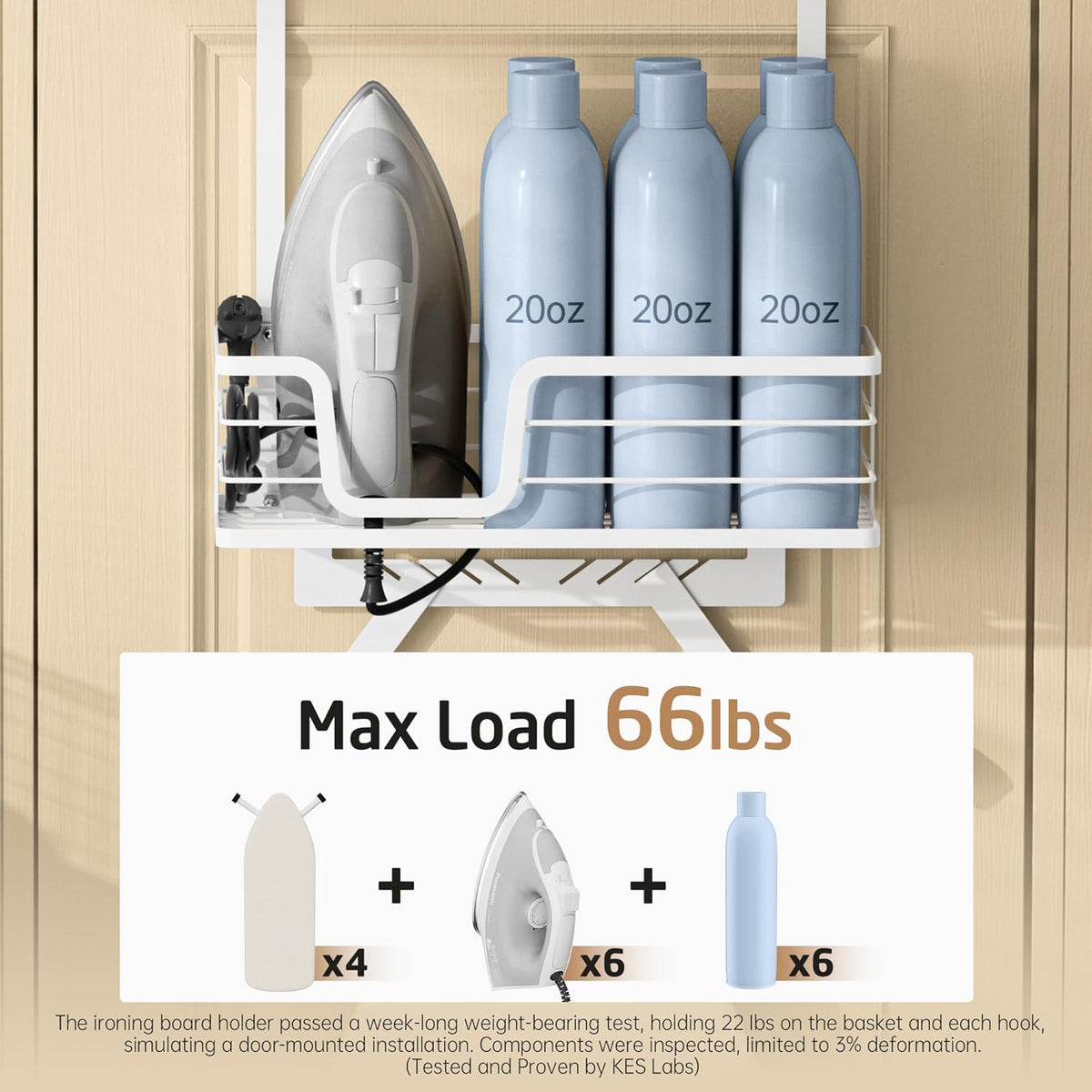 66 lb Over-Door Ironing Board Shelf – White - Field & Nook