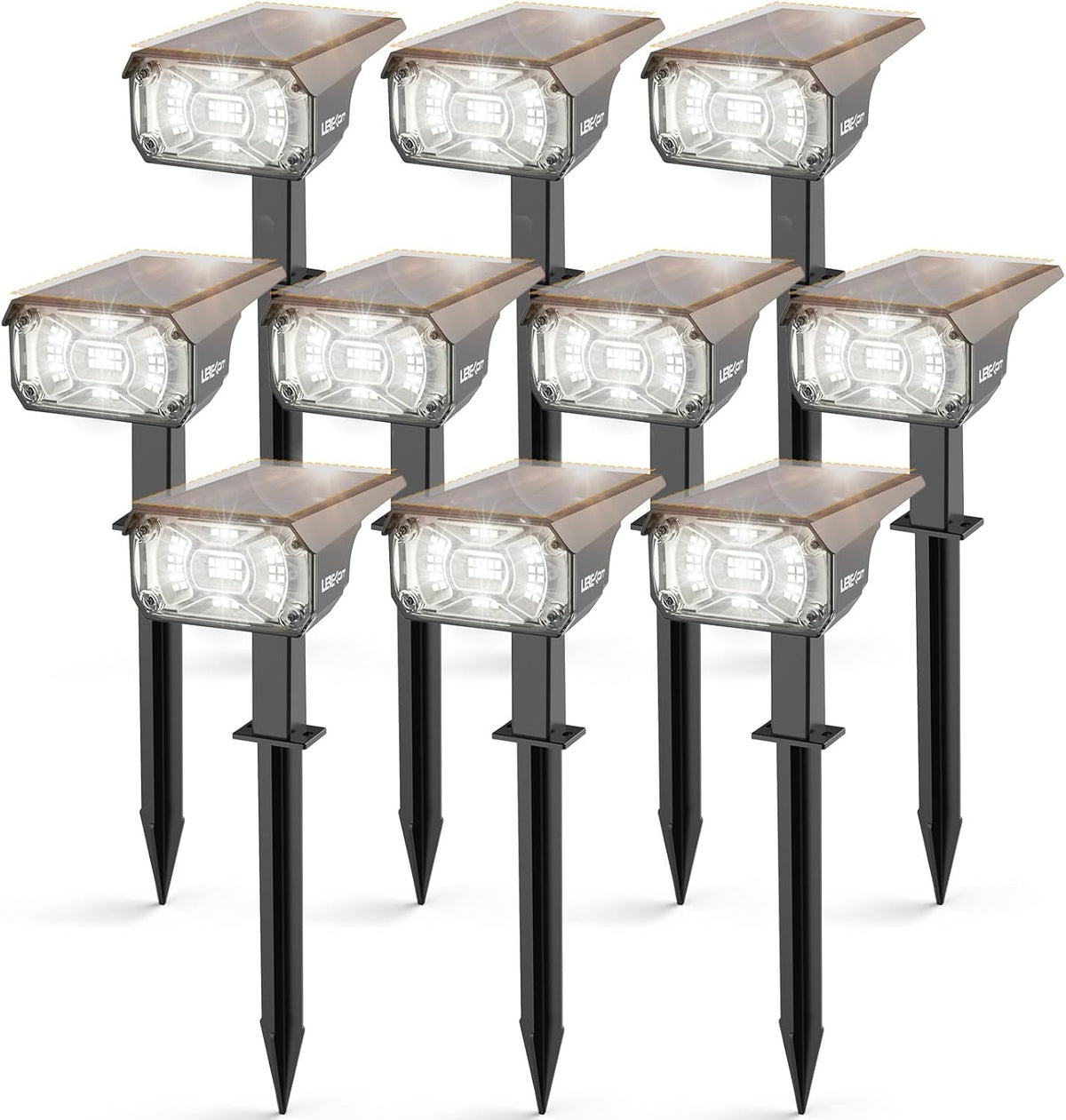 Solar Spot Lights,IP65 Waterproof 40 LED's Landscape Spotlights,3 Modes Outdoor Garden Lights, 360 Adjustable Lighting Angle, Solar Powered Wall Lights for Yard Porch 10 Pack