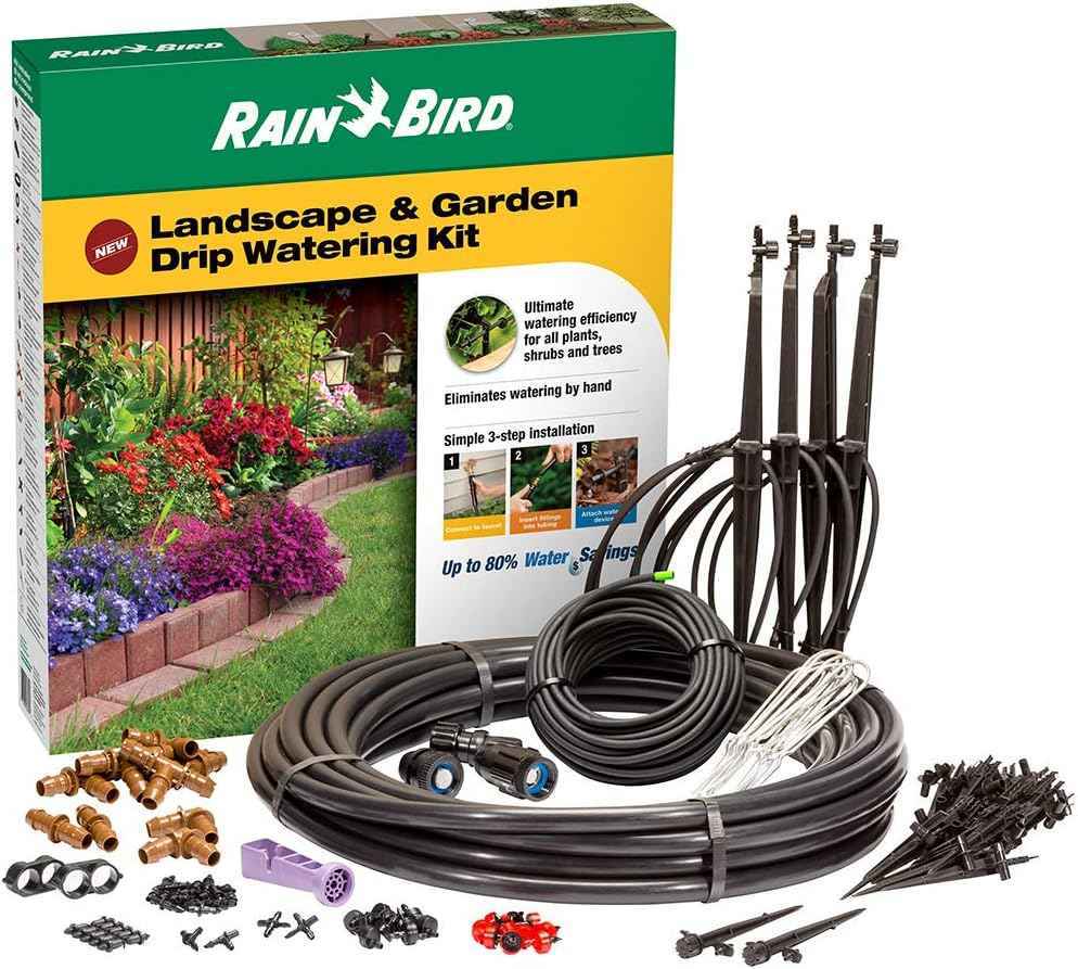 Rain Bird LNDDRIPKIT Drip Irrigation Landscape/Garden Watering Kit with Drippers, Micro-Bubblers, Micro-Sprays
