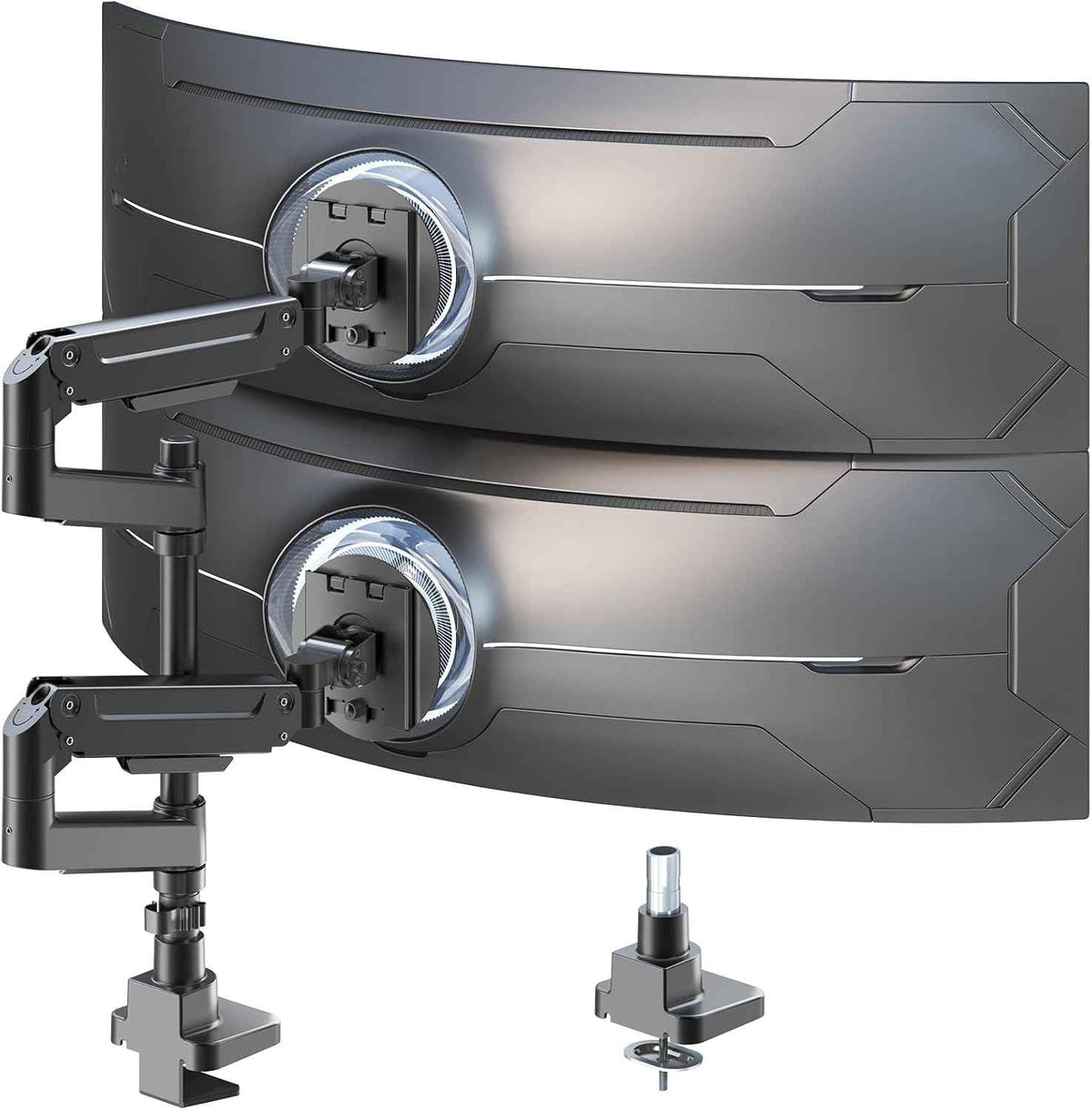 Dual Monitor-Arm Heavy-Duty for 17-49-inch Screens - Premium Vertical Stacked Dual Monitor Arm Desk Mount for Ultrawide Screens up to 44lbs, Fully Adjustability, VESA 75/100 mm, Black