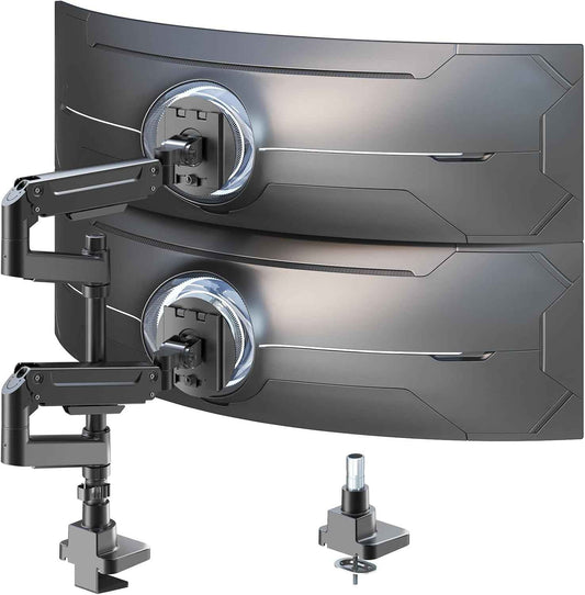 Dual Monitor-Arm Heavy-Duty for 17-49-inch Screens - Premium Vertical Stacked Dual Monitor Arm Desk Mount for Ultrawide Screens up to 44lbs, Fully Adjustability, VESA 75/100 mm, Black