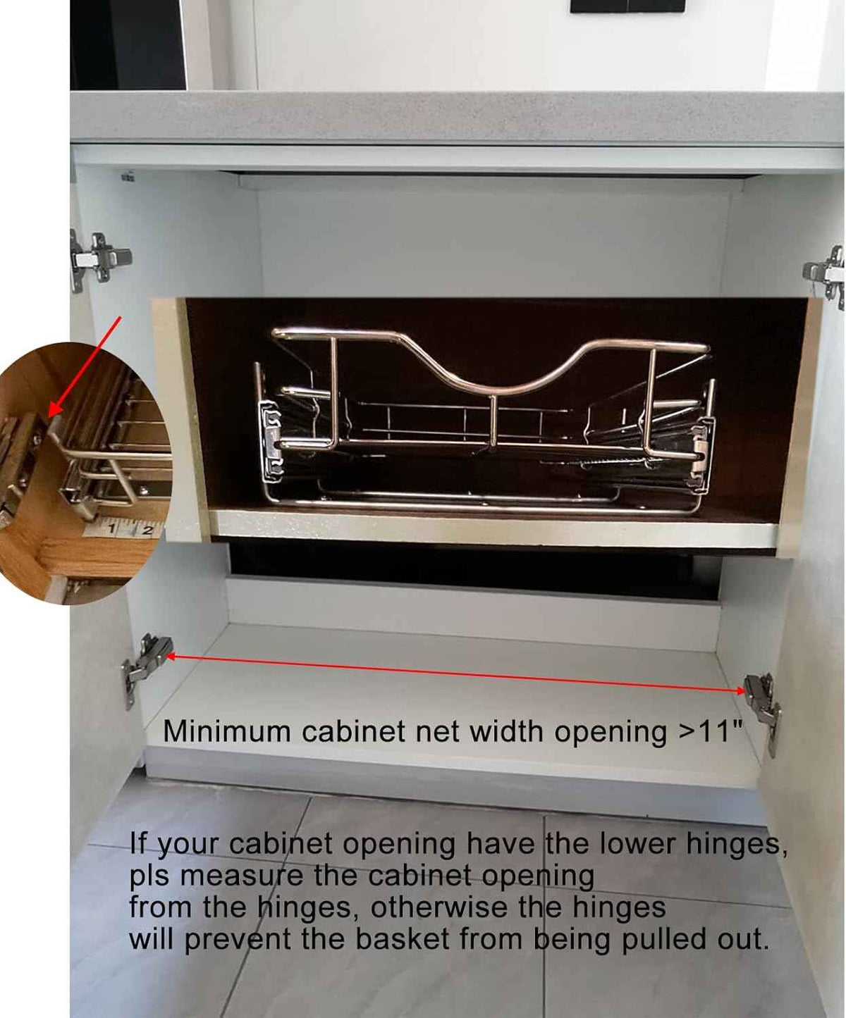 DINDON Pull Out Cabinet Organizer, 11" W x 18" D