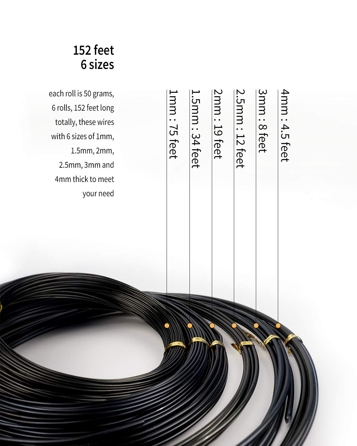Aluminum Bonsai Training Wire Set – 6 Sizes, 152 ft