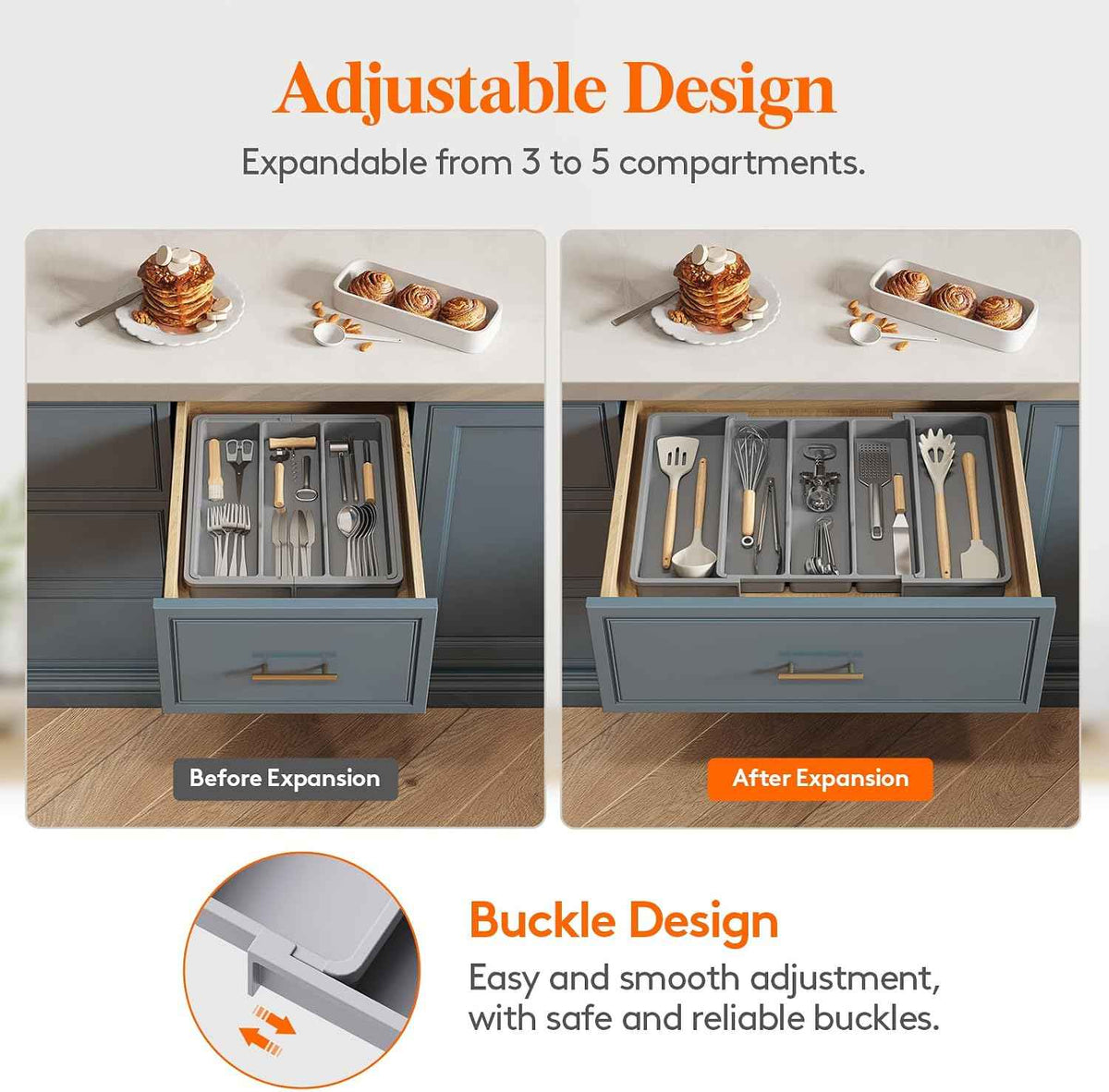 Lifewit Expandable Utensil Organizer, 13-22 x 15"