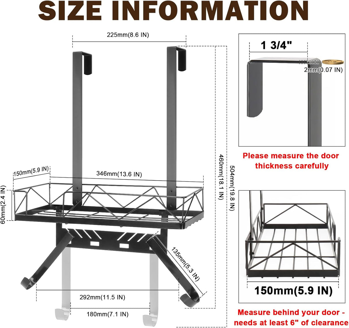 Metal Ironing Board Storage Shelf with Adjustable Hooks - Field & Nook