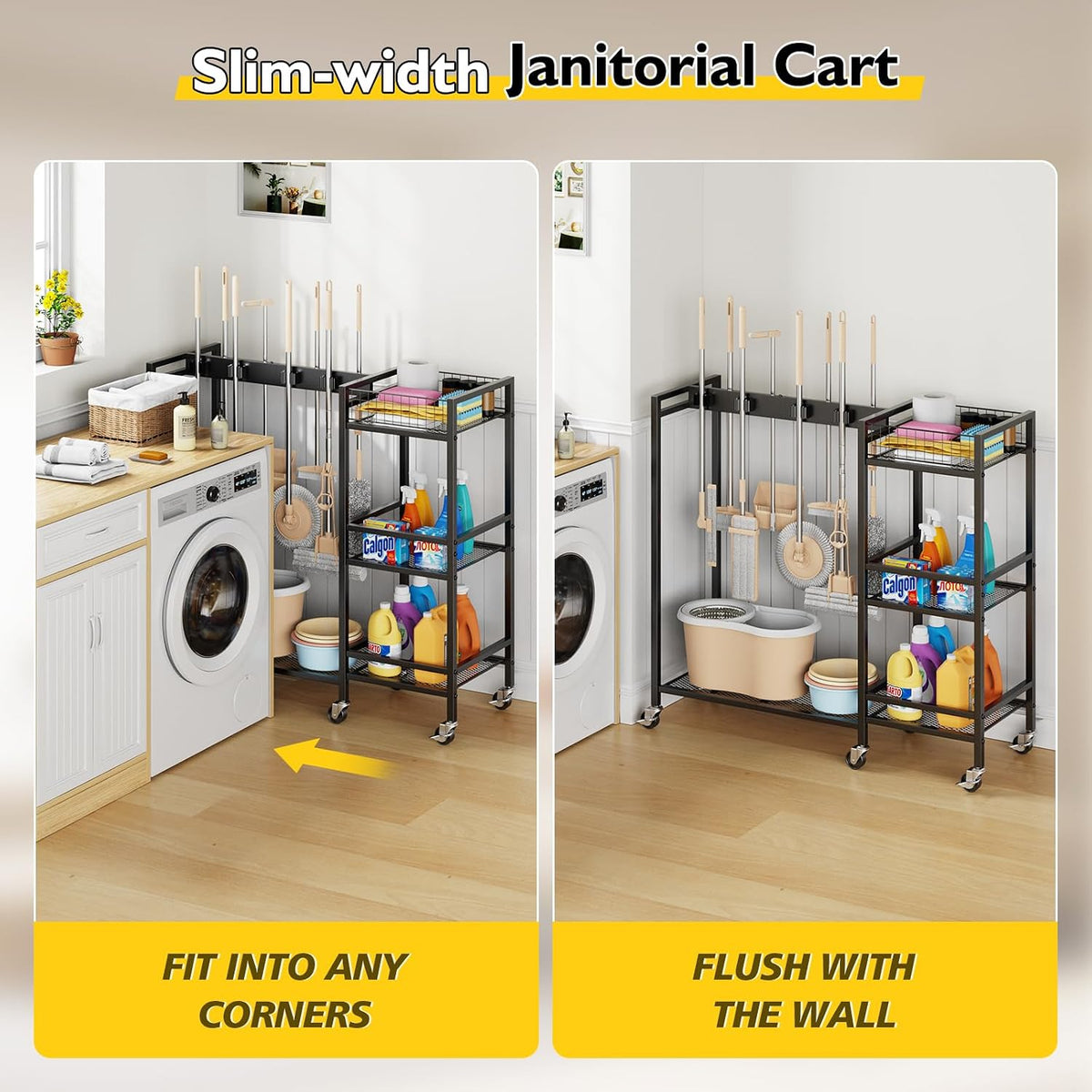 Mobile Cleaning Supply & Mop Storage Cart - Field & Nook